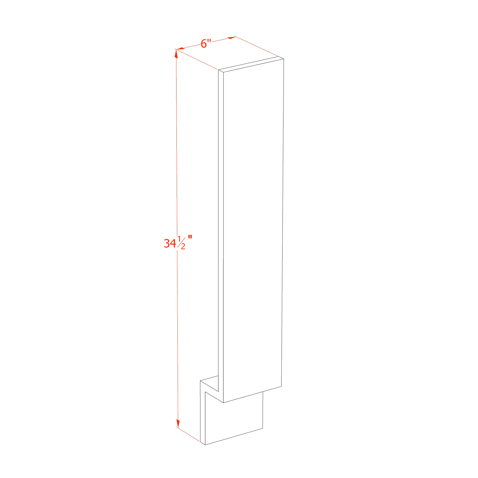 BF6-SW  Base Cabinet Filler - Shaker Style - Pure White   06"W x 34-1/2"H x