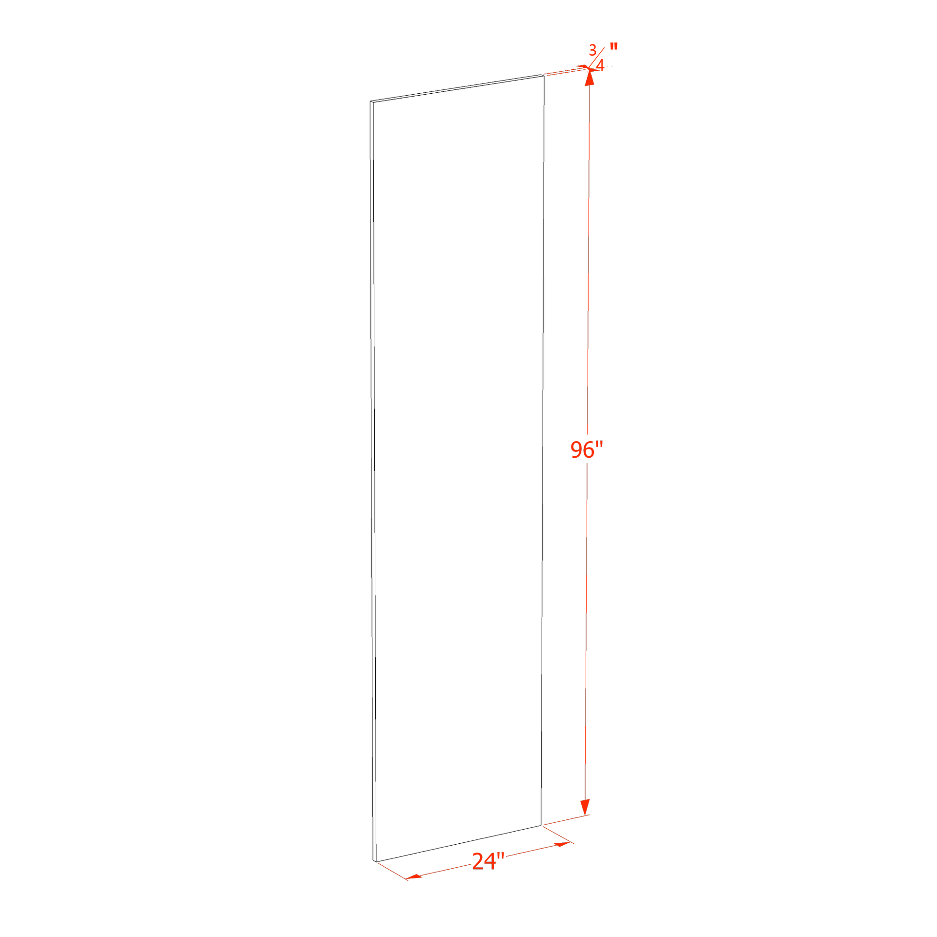 BP2496-3/4-SSAW  Base End Skin Panel - Shaker Style - Swan White   30"W x 34-1/2"H x 24"D