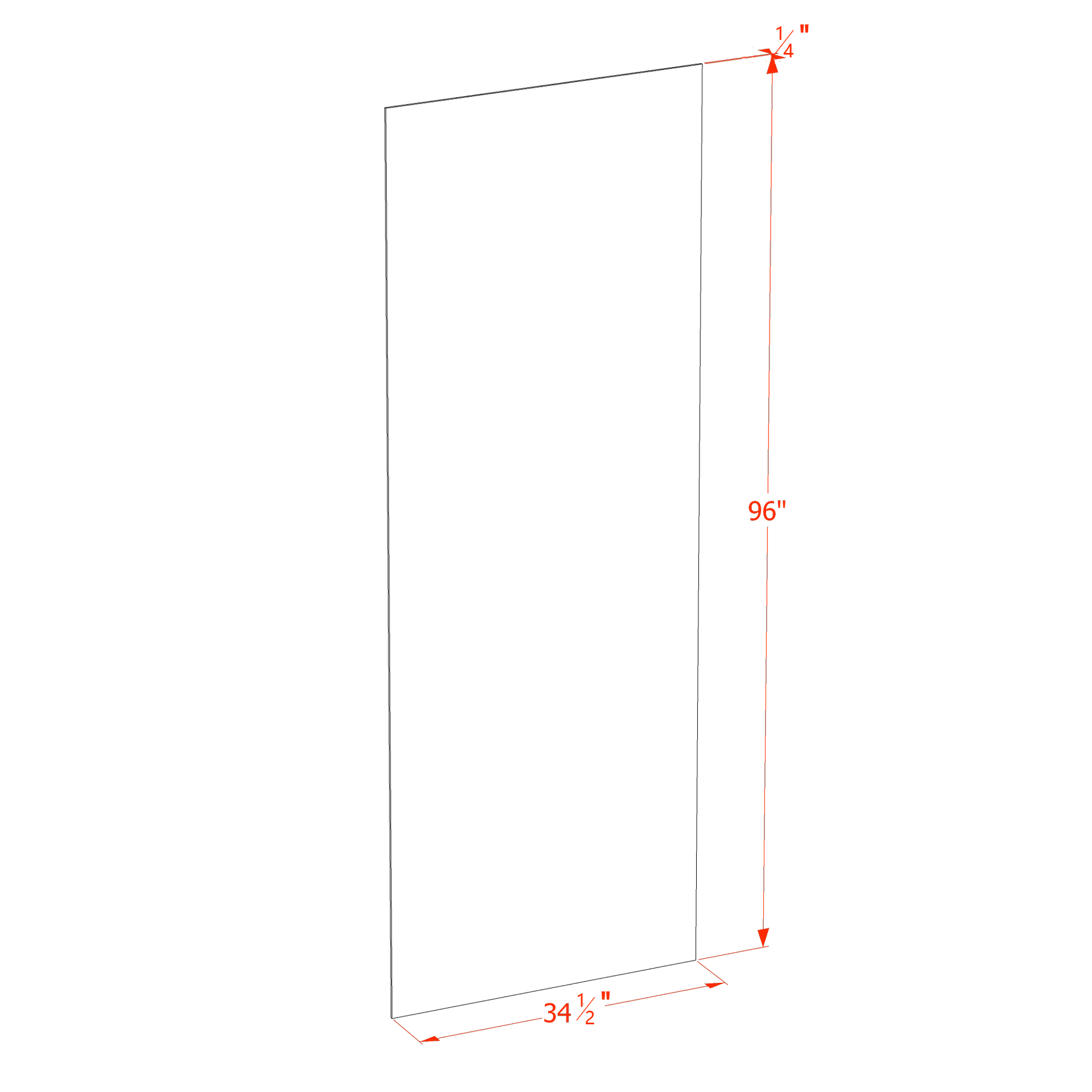 BP3496-1/4-SSE  Base End Skin Panel - Slim Shaker Style - Espresso   34"W x 96"H x 1/4"D