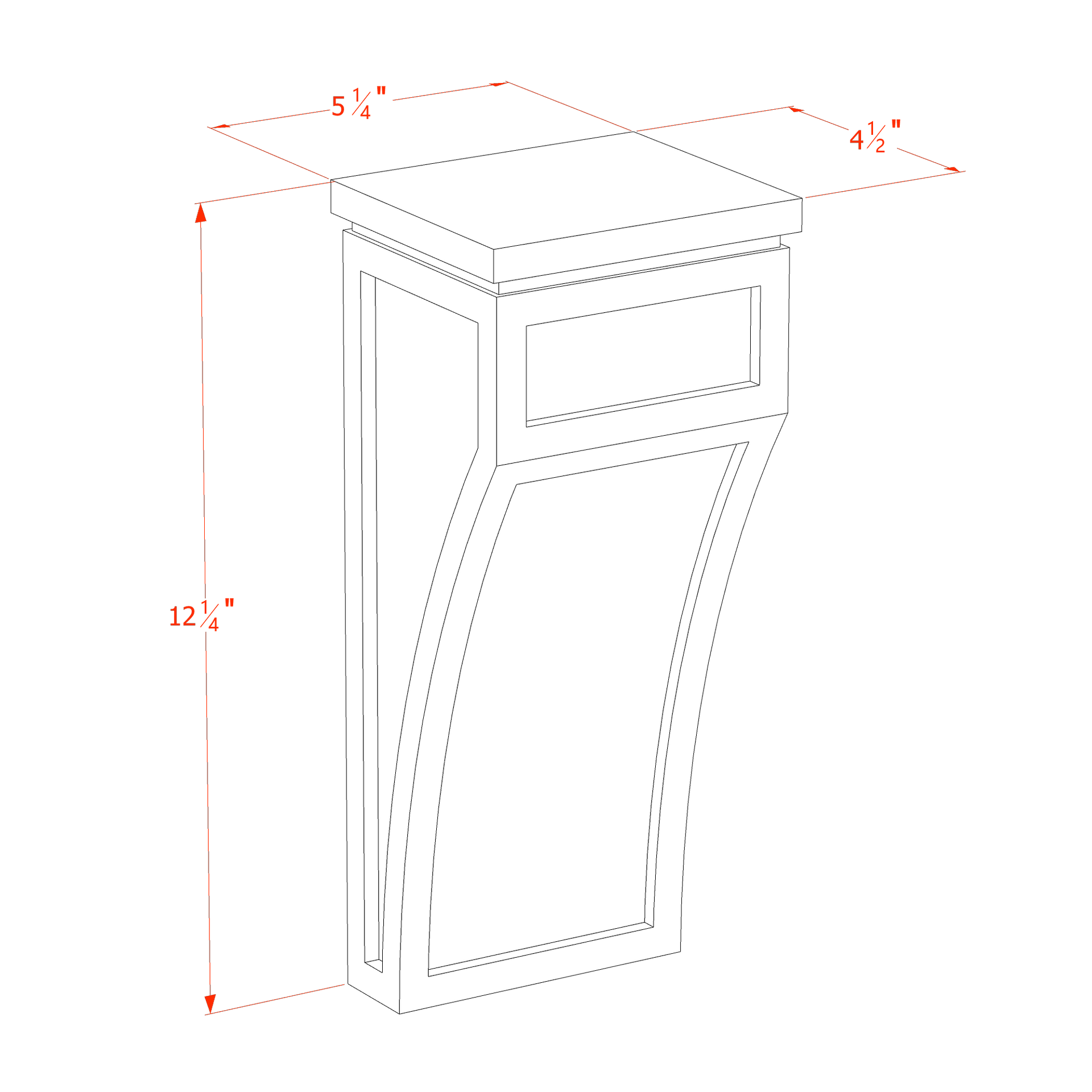 CML-SSE  Large Corbel - Slim Shaker Style - Espresso   5-1/4"W x 12-1/4"H x 4-1/2"D