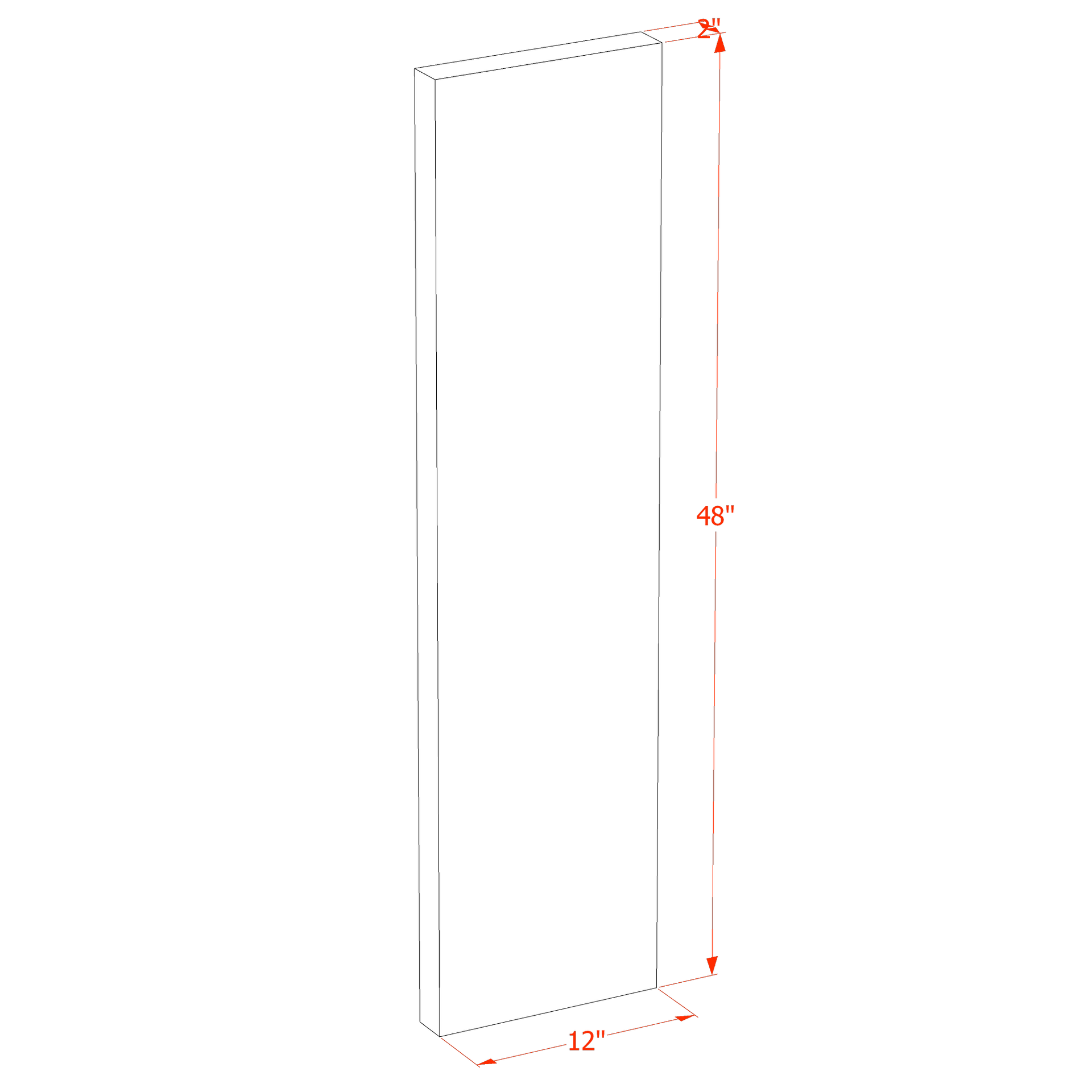 FLS48-ST  Flat Shelf - Shaker Style - Timber   48"W x 2"H x 12"D