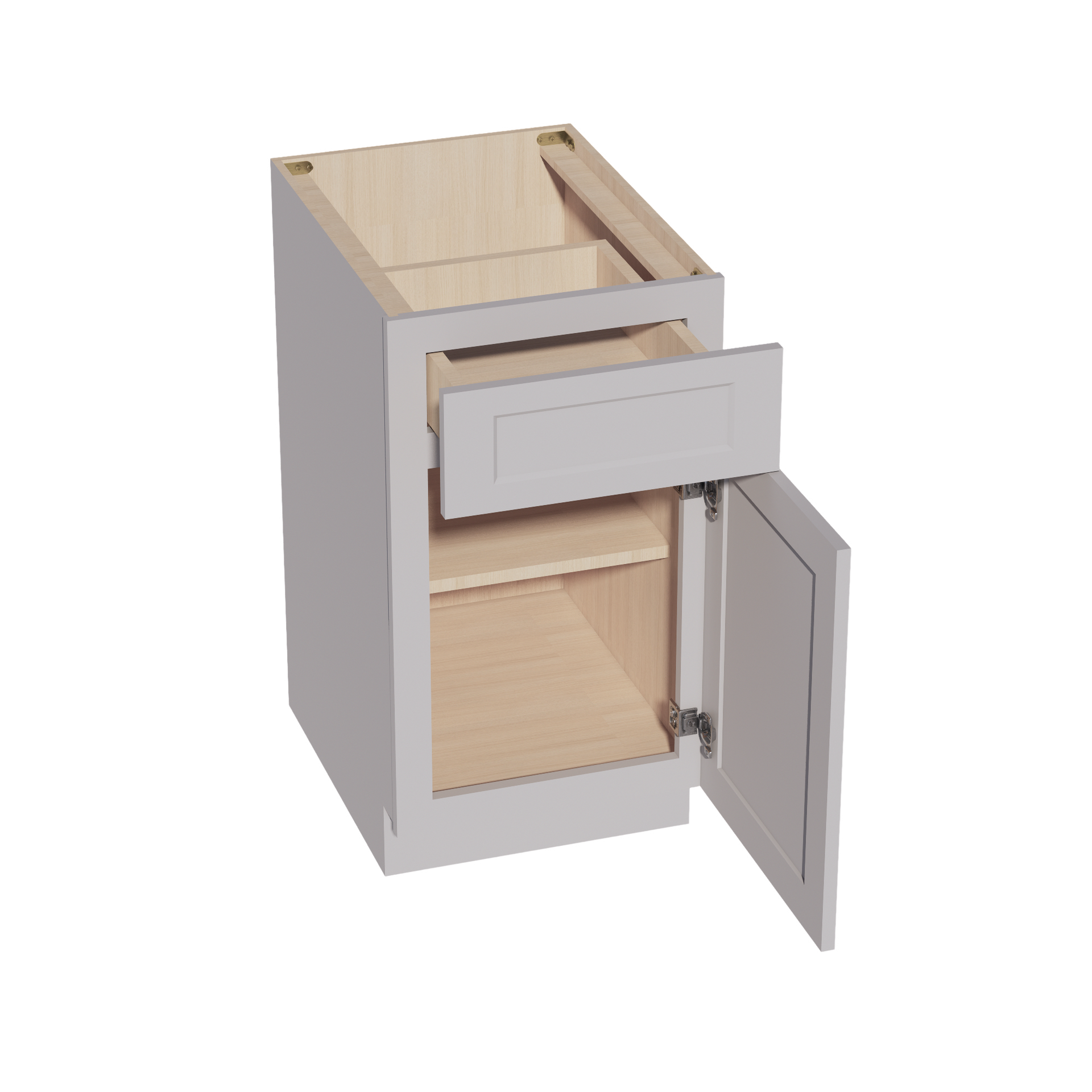 B18-SLG: Shaker Light Grey 18" 1 Drawer 1 Door Standard Base Cabinet