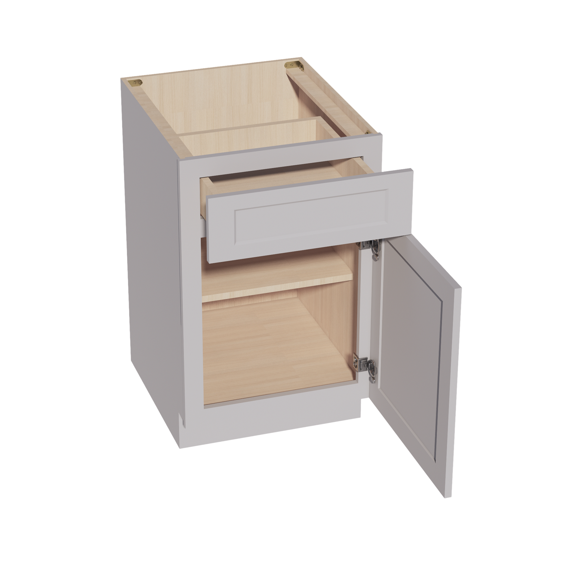 B21-SLG: Shaker Light Grey 21" 1 Drawer 1 Door Standard Base Cabinet