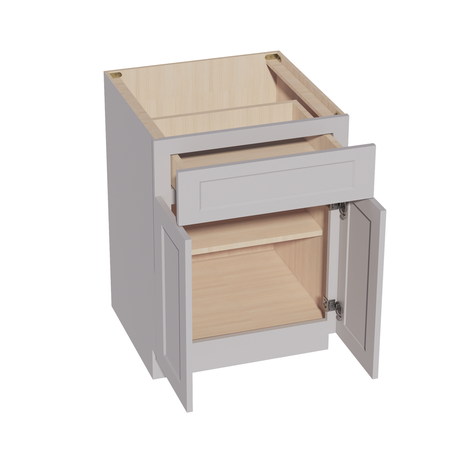 B24-SLG  Base cabinet - Shaker Style - Light Grey   24"W x 34-1/2"H x 24"D