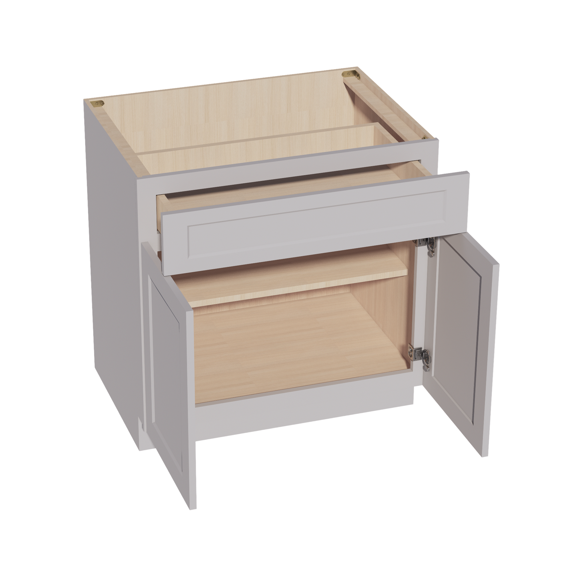 B33-SLG: Shaker Light Grey 33" 1 Drawer 2 Doors Standard Base Cabinet