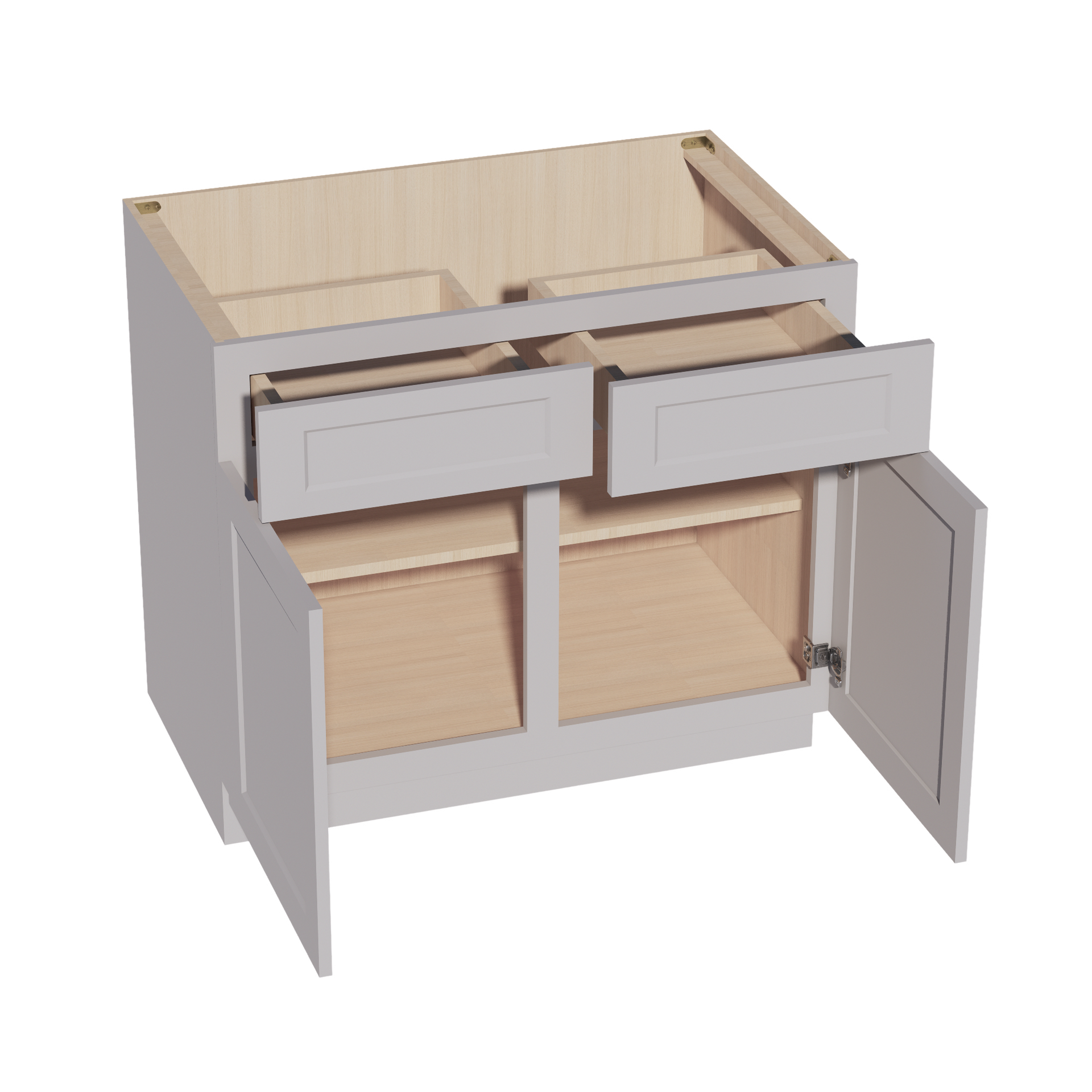 B39-SLG: Shaker Light Grey 39" 2 Drawers 2 Doors Standard Base Cabinet