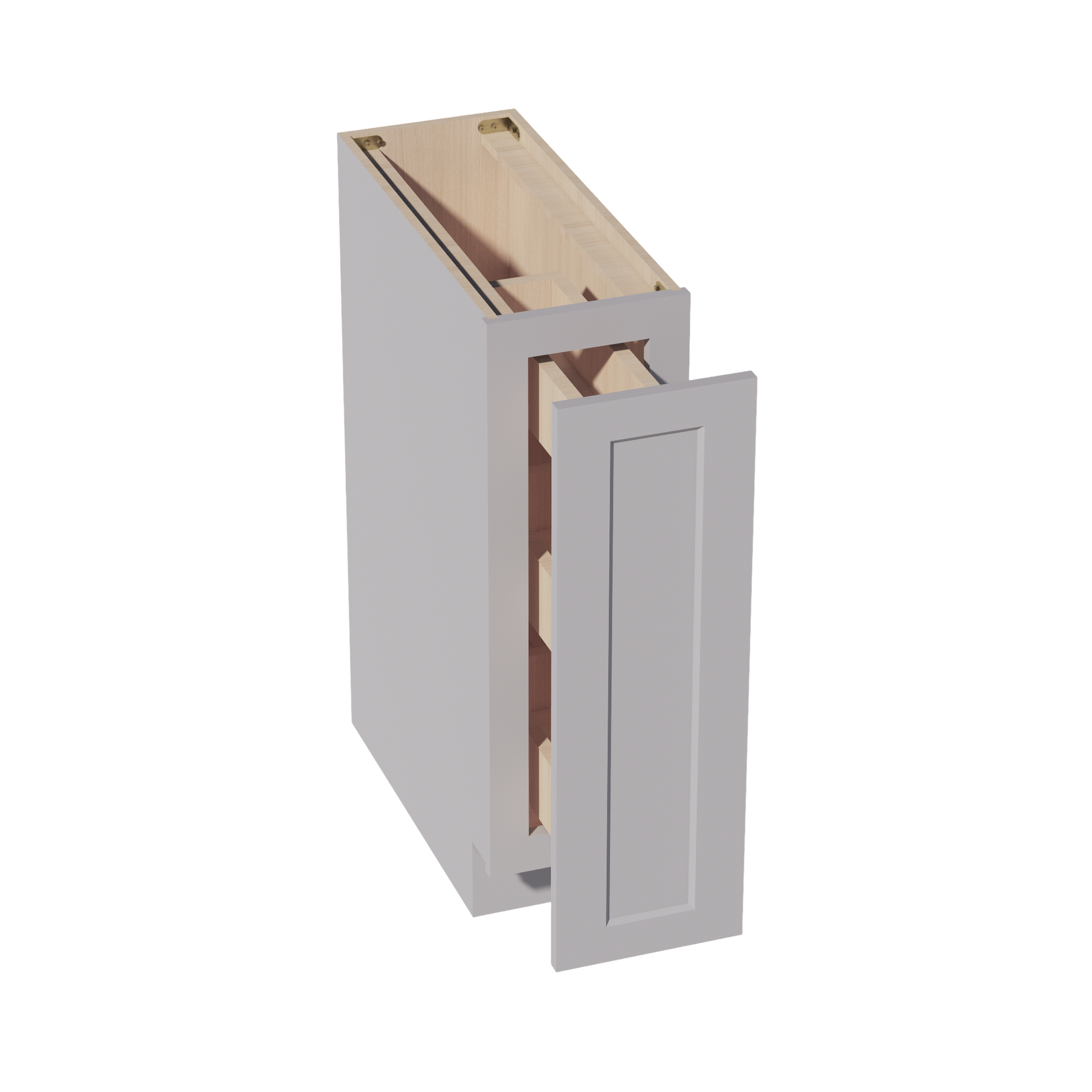 BF09-PO-SLG: Shaker Light Grey 09" Full Door Pull Out Spice Rack Base Cabinets