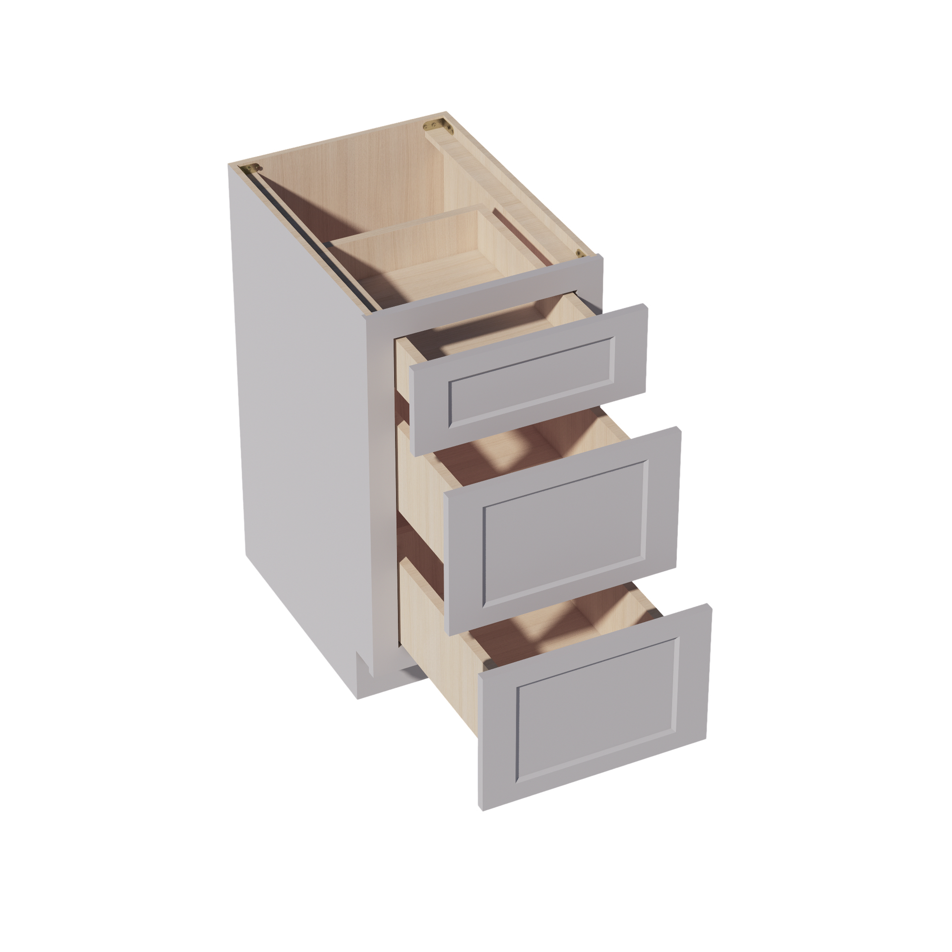 DB18-SLG: Shaker Light Grey 18" 3 Drawers Base Cabinet