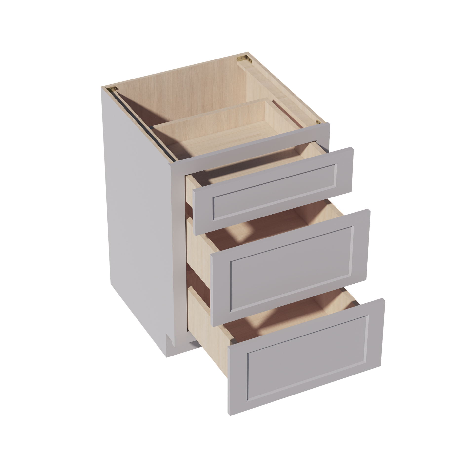 DB24-SLG: Shaker Light Grey 24" 3 Drawers Base Cabinet