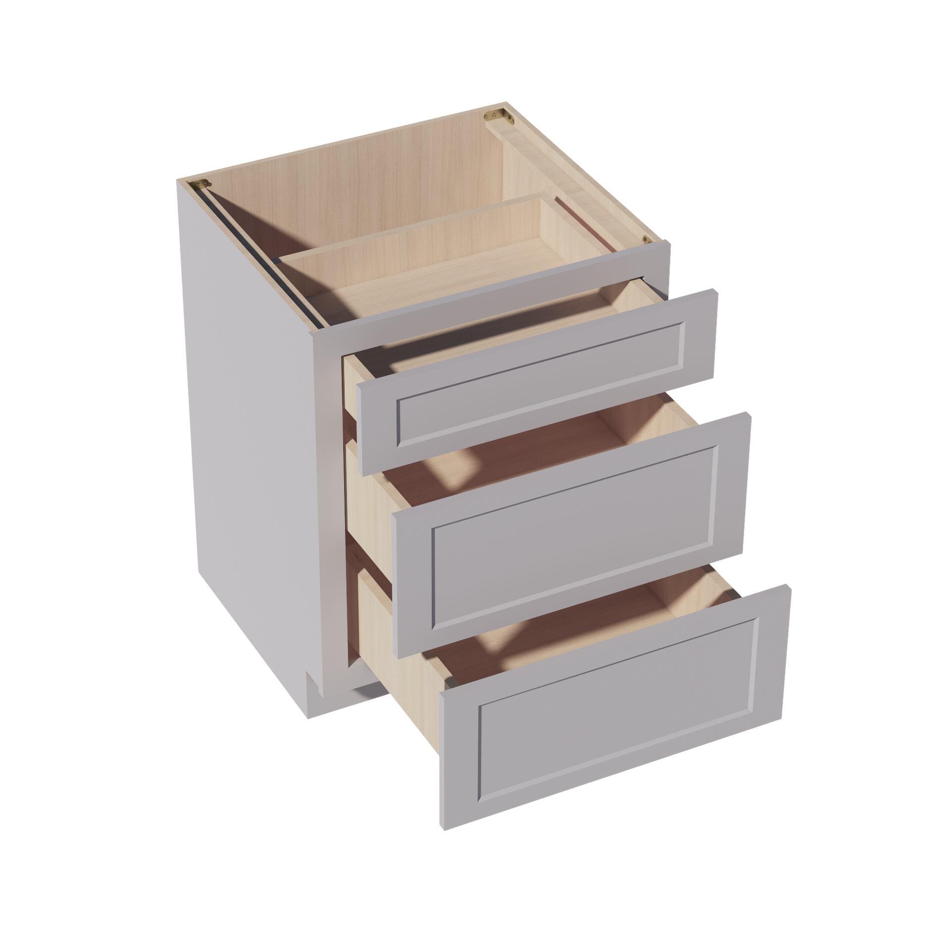 DB27-SLG: Shaker Light Grey 27" 3 Drawers Base Cabinet