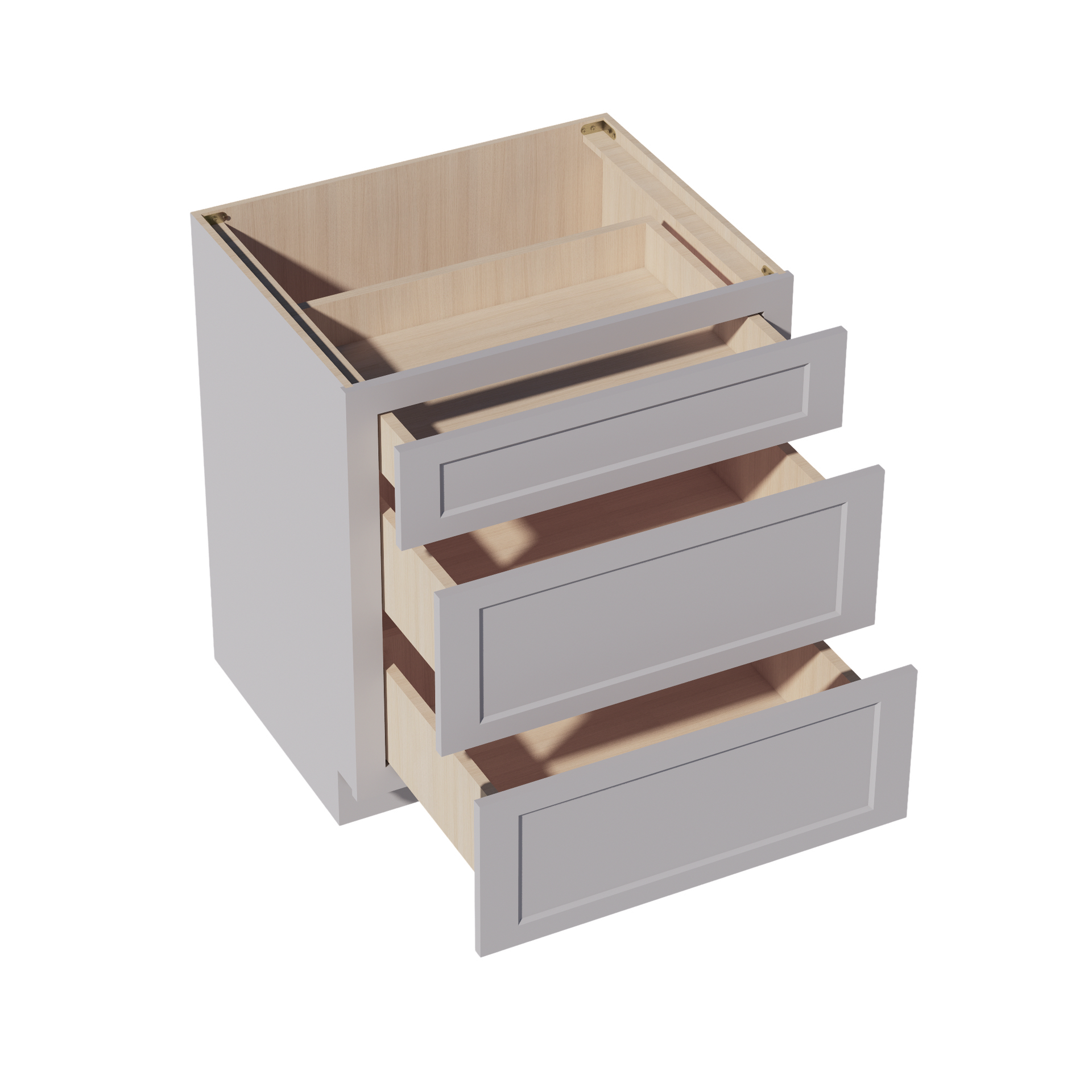 DB30-SLG: Shaker Light Grey 30" 3 Drawers Base Cabinet