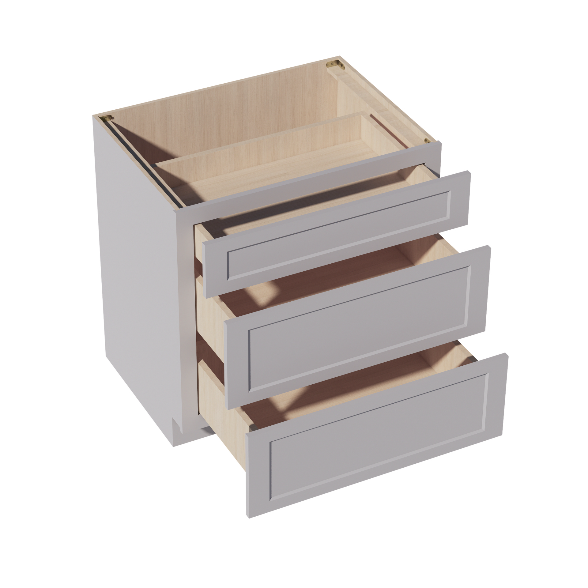 DB33-SLG: Shaker Light Grey 33" 3 Drawers Base Cabinet