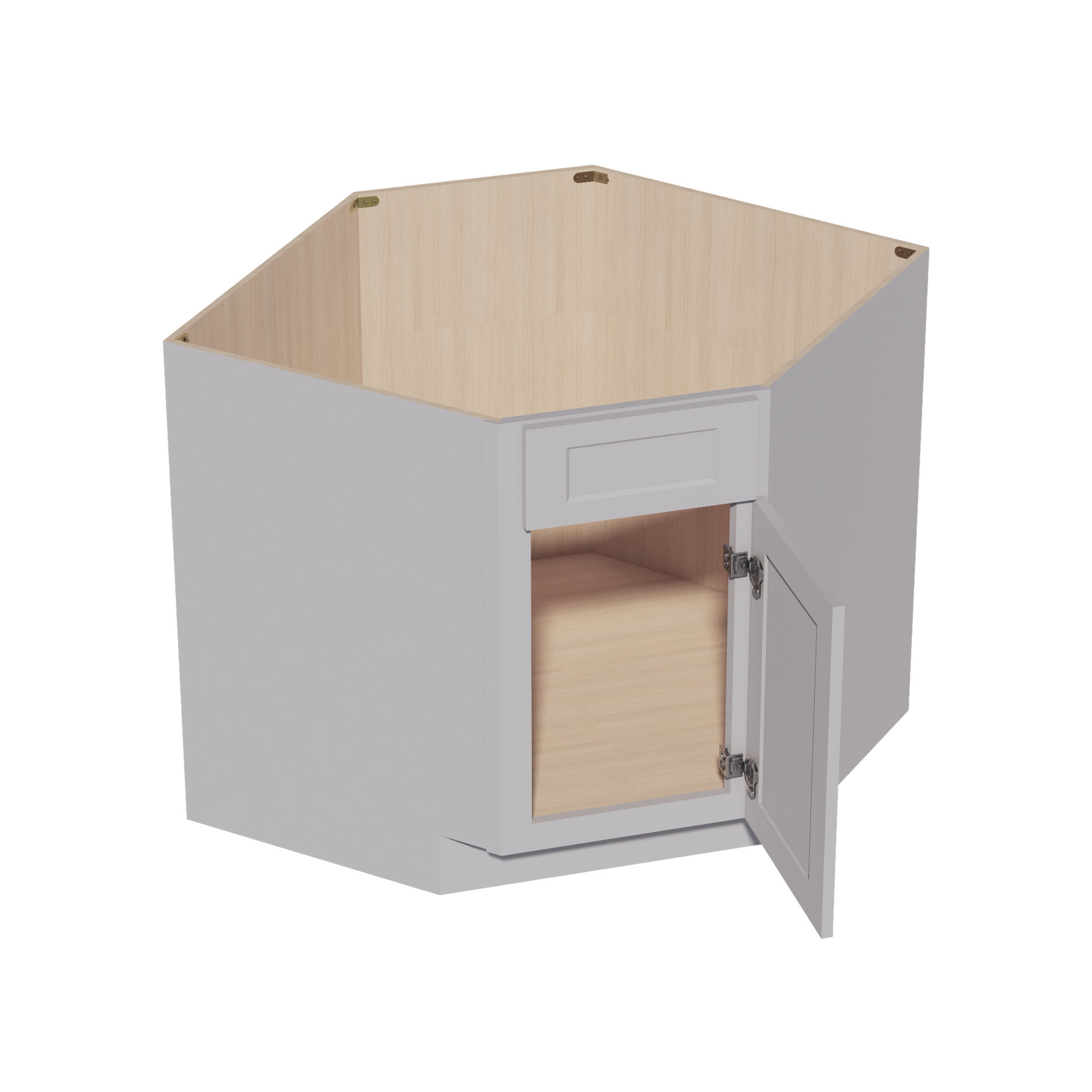 DSB36-SLG: Shaker Light Grey 39" 1 Door 1 False Drawer Corner Sink Base Cabinet