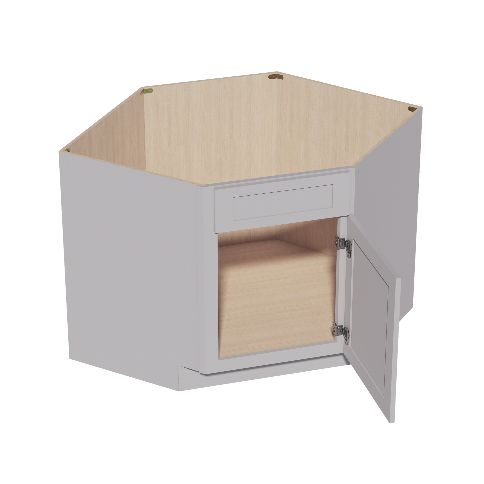 DSB42-SLG  Base Cabinet 1 Door 1 False Drawer Corner Sink - Shaker Style - Light Grey   27"W x 34-1/2"H x 24"D