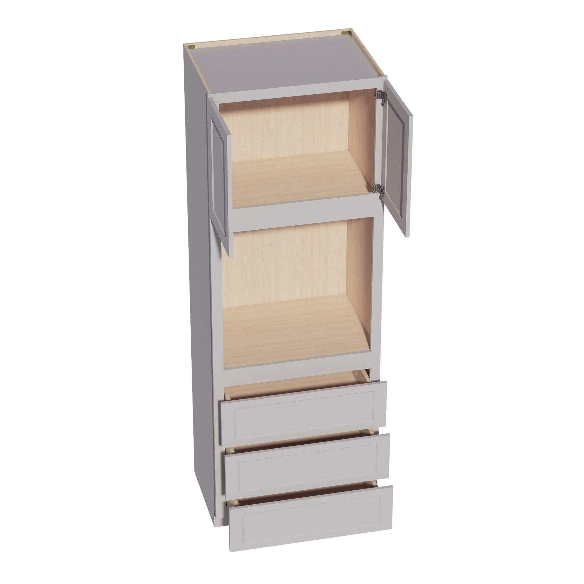 OC3396-SLG  Tall Oven 2 Door & 3 Drawers Cabinet - Shaker Style - Light Grey   33"W x 96"H x 24"D