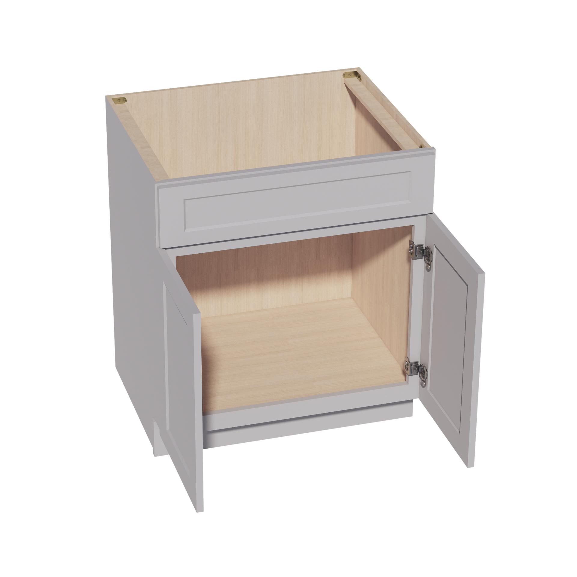 SB30-SLG: Shaker Light Grey 30" 2 Doors 1 False Drawer Sink Base Cabinet
