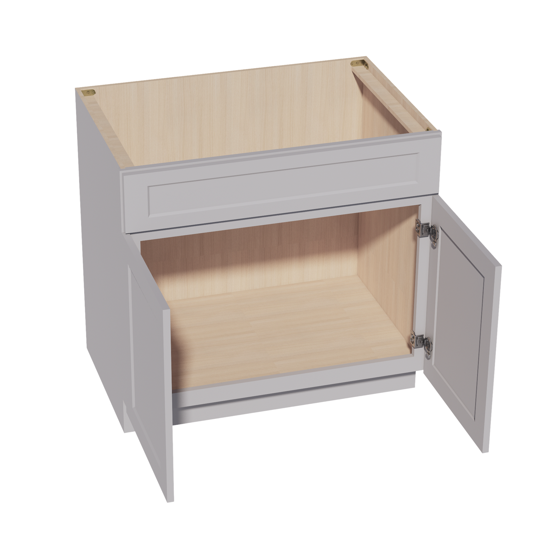 SB36-SLG: Shaker Light Grey 36" 2 Doors 1 False Drawer Sink Base Cabinet