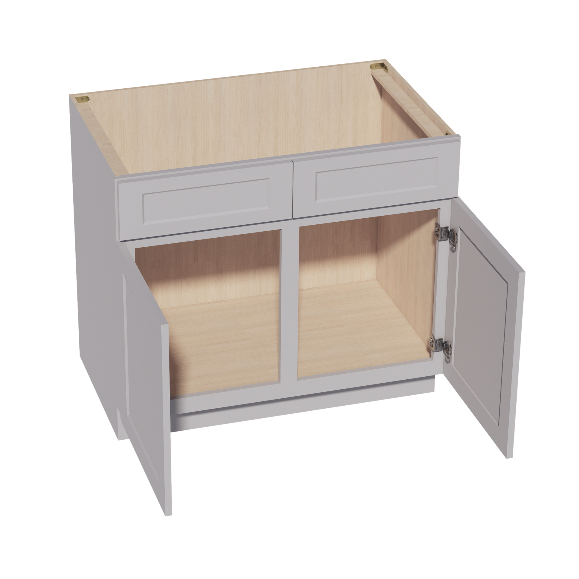 SB39-SLG: Shaker Light Grey 39" 2 Doors 2 False Drawers Sink Base Cabinet