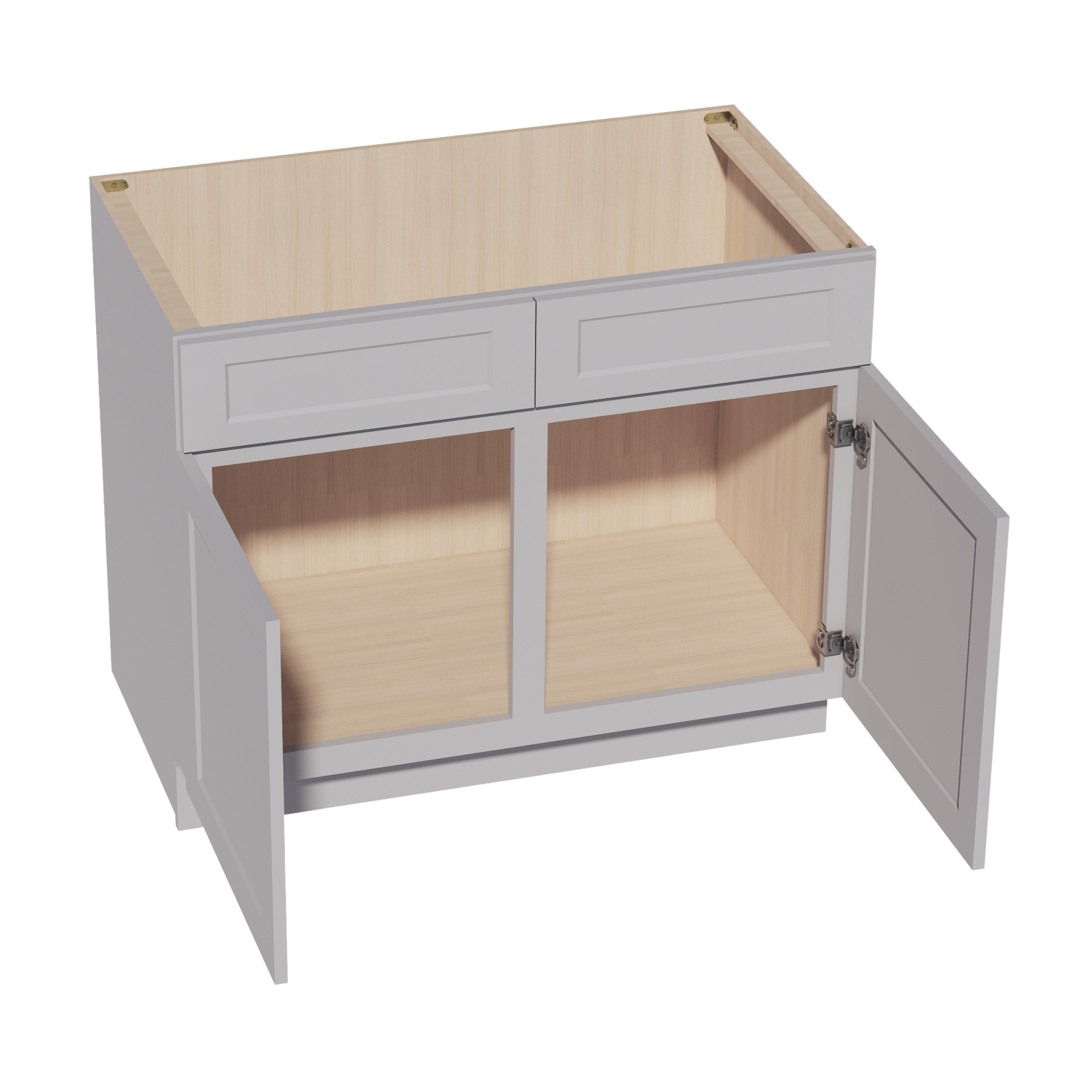 SB42-SLG  Sink Base Cabinet 2 Door 2 False Drawer  - Shaker Style - Light Grey   42"W x 34-1/2"H x 24"D