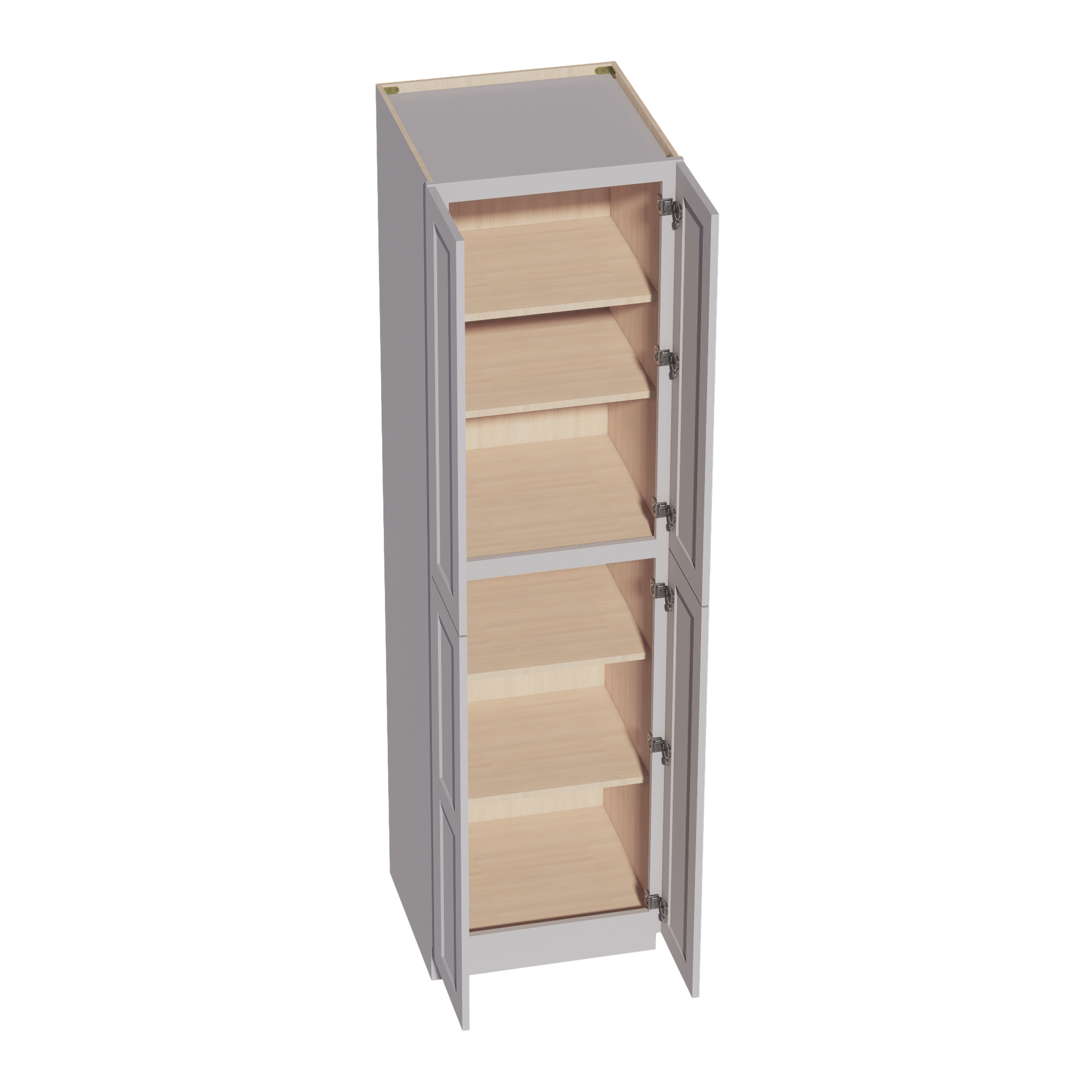 TP2490-SLG  Tall Shelf Pantry Cabinet 4 Door & 6 Sheleves - Shaker Style - Light Grey   24" W x 90"H x 24"D