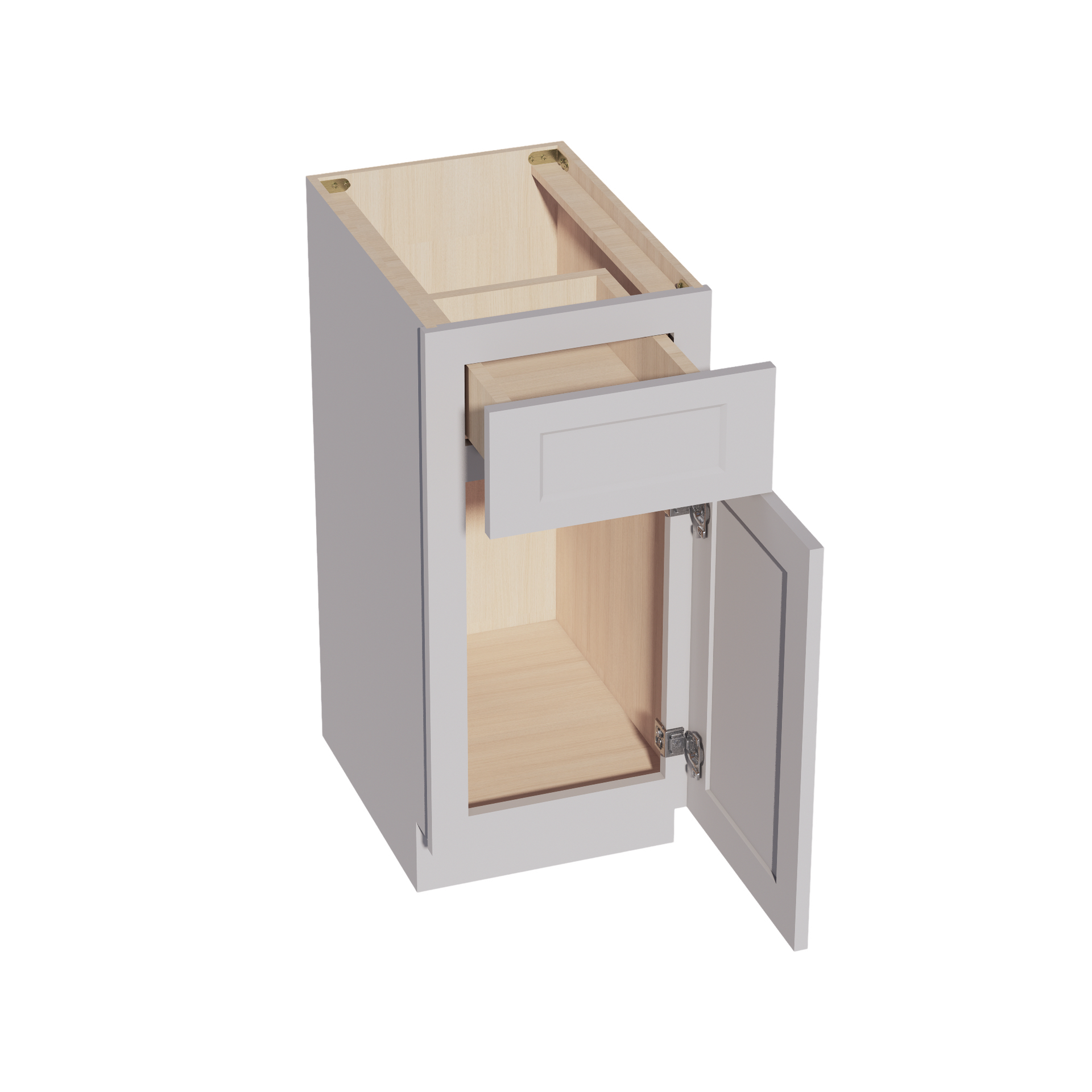 VB1521-SLG: Shaker Light Grey 15"W x 34-1/2"H x 21"D 1 Door & 1 Drawer Single Door Vanity Base Cabinets