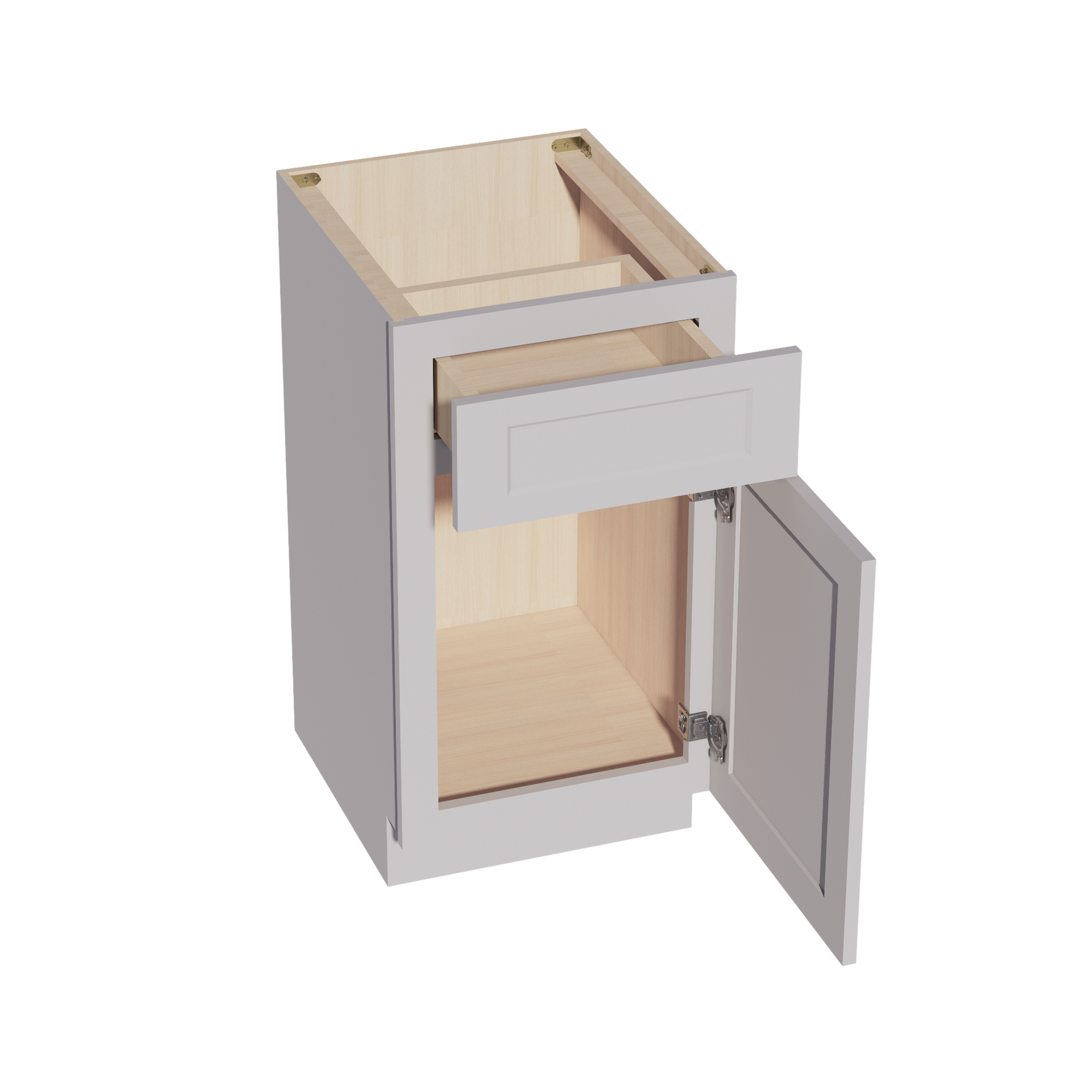 VB1821-SLG: Shaker Light Grey 18"W x 34-1/2"H x 21"D 1 Door & 1 Drawer Single Door Vanity Base Cabinets
