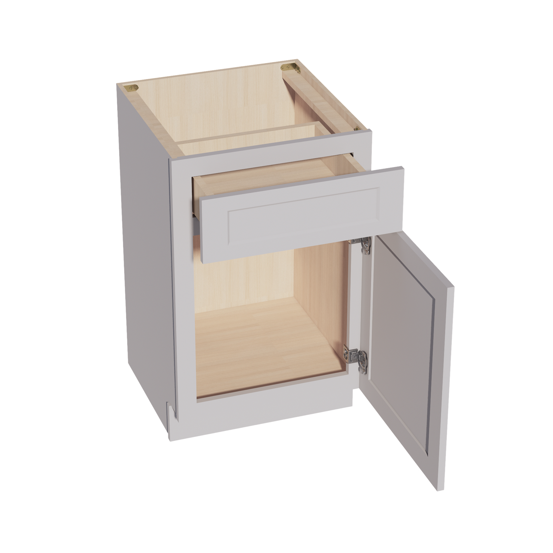 VB2121-SLG: Shaker Light Grey 21"W x 34-1/2"H x 21"D 1 Door & 1 Drawer Single Door Vanity Base Cabinets