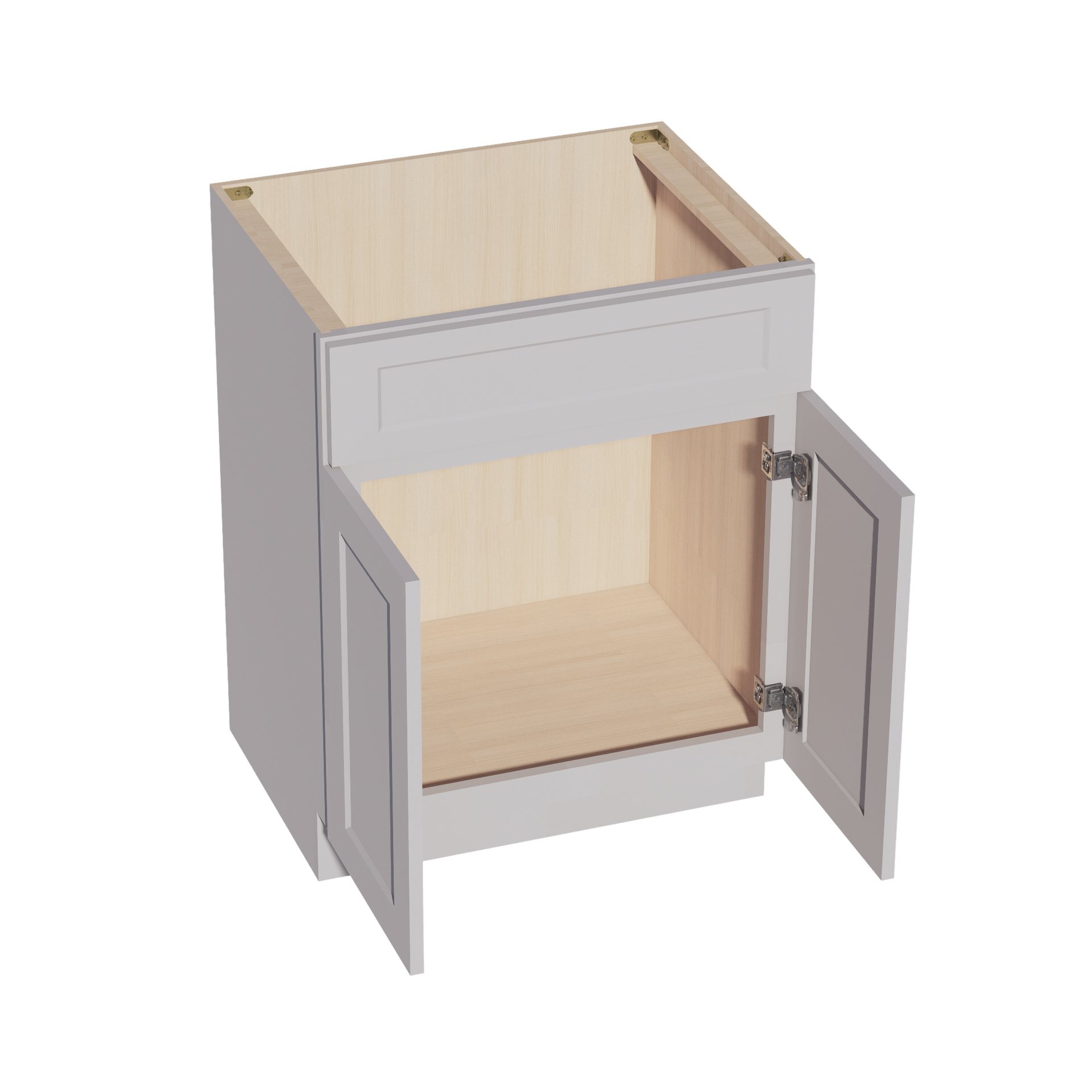VSB2721-SLG: Shaker Light Grey 27"W x 34-1/2"H x 21"D 2 Doors & 1 False Drawer Vanity Sink Base Cabinets