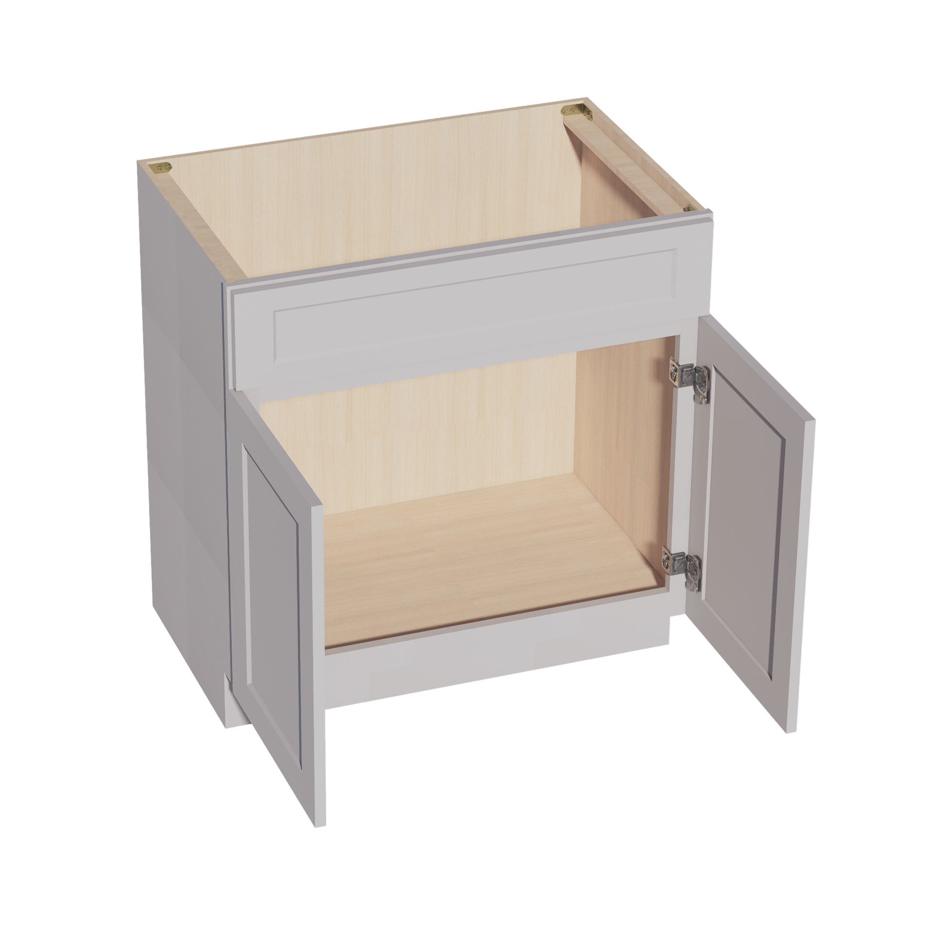 VSB3321-SLG: Shaker Light Grey 33"W x 34-1/2"H x 21"D 2 Doors & 1 False Drawer Vanity Sink Base Cabinets