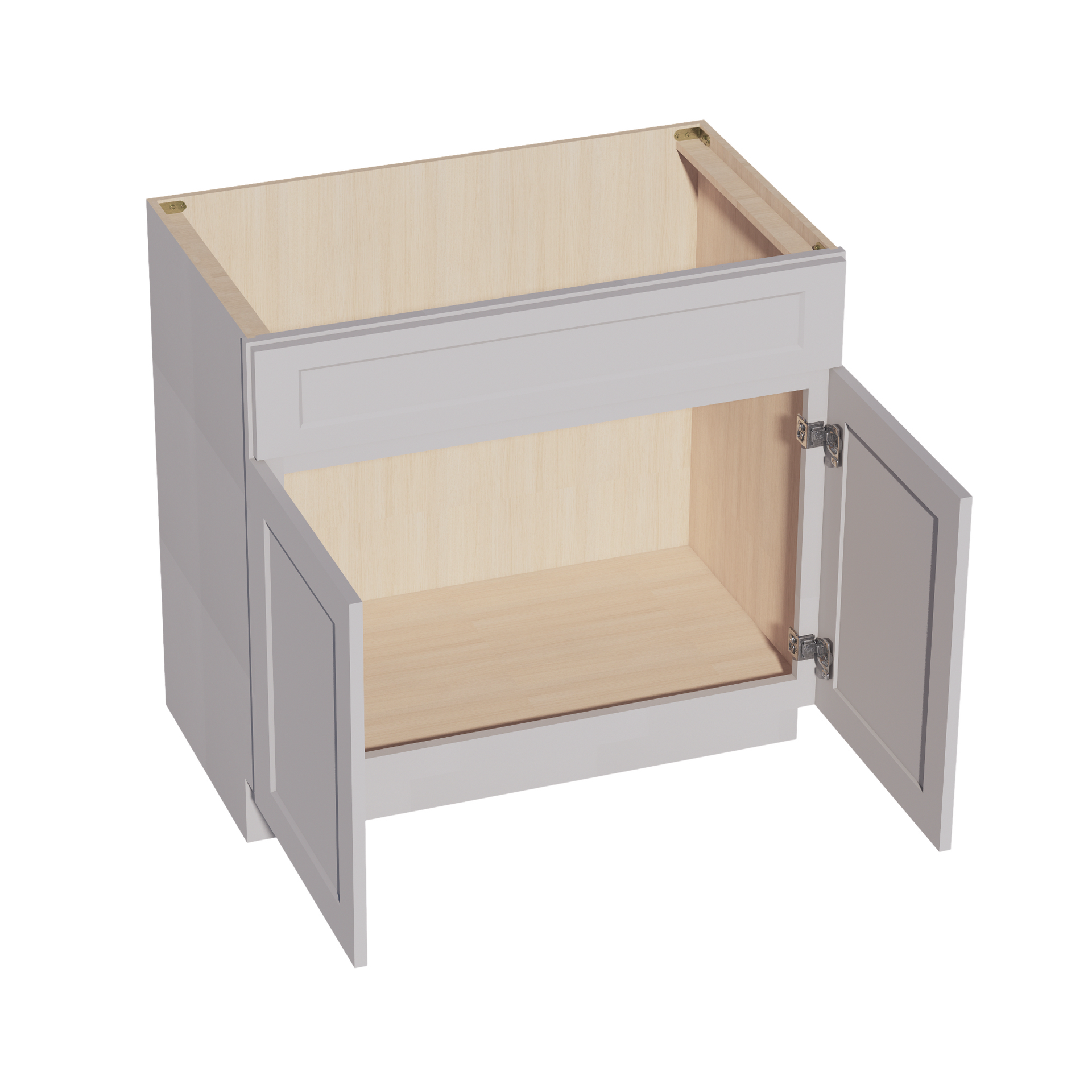 VSB3621-SLG: Shaker Light Grey 36"W x 34-1/2"H x 21"D 2 Doors & 1 False Drawer Vanity Sink Base Cabinets