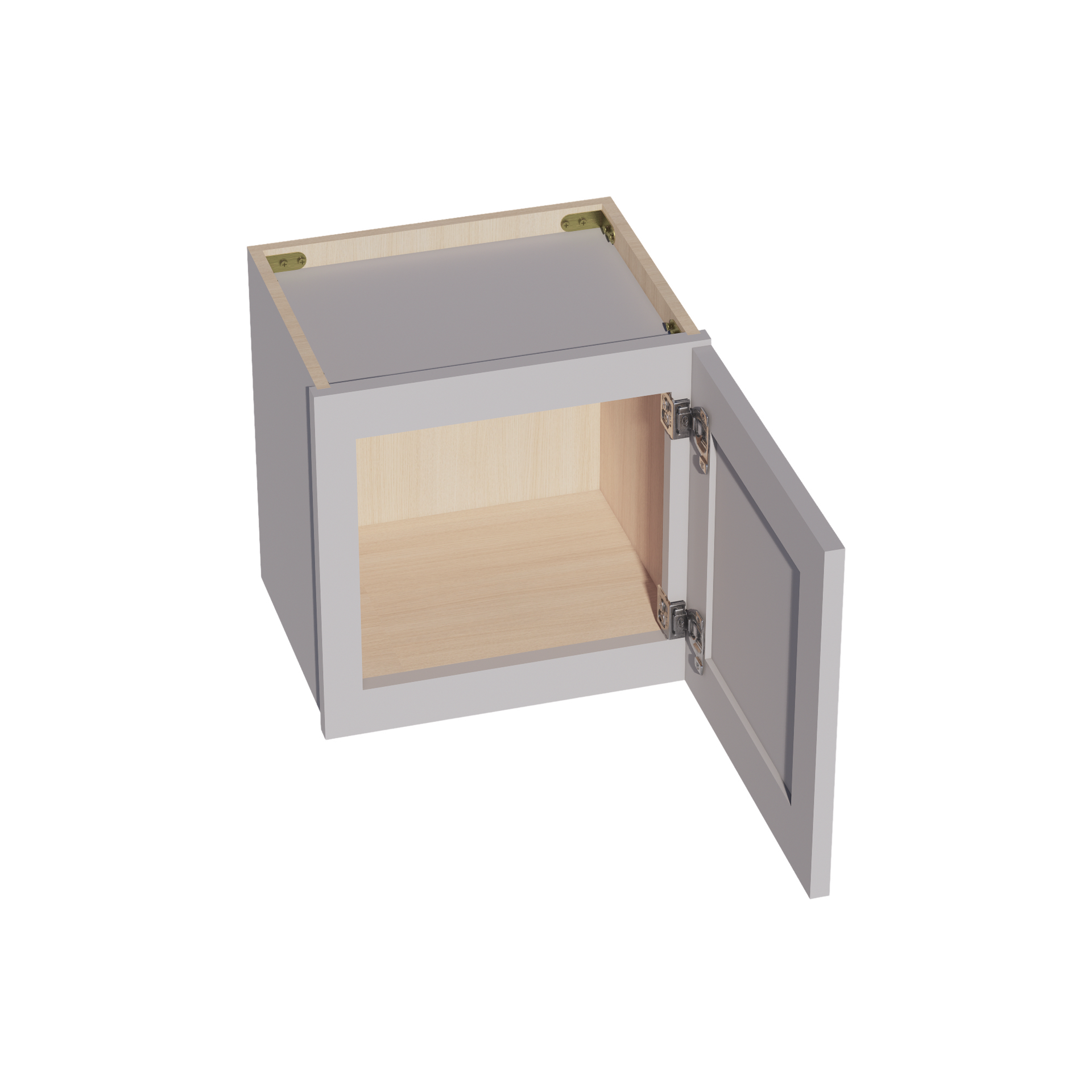 W1515-SLG  Wall Cabinet 1 Door & 2 Shelves - Shaker Style - Light Grey   15"W x 15"H x 12"D