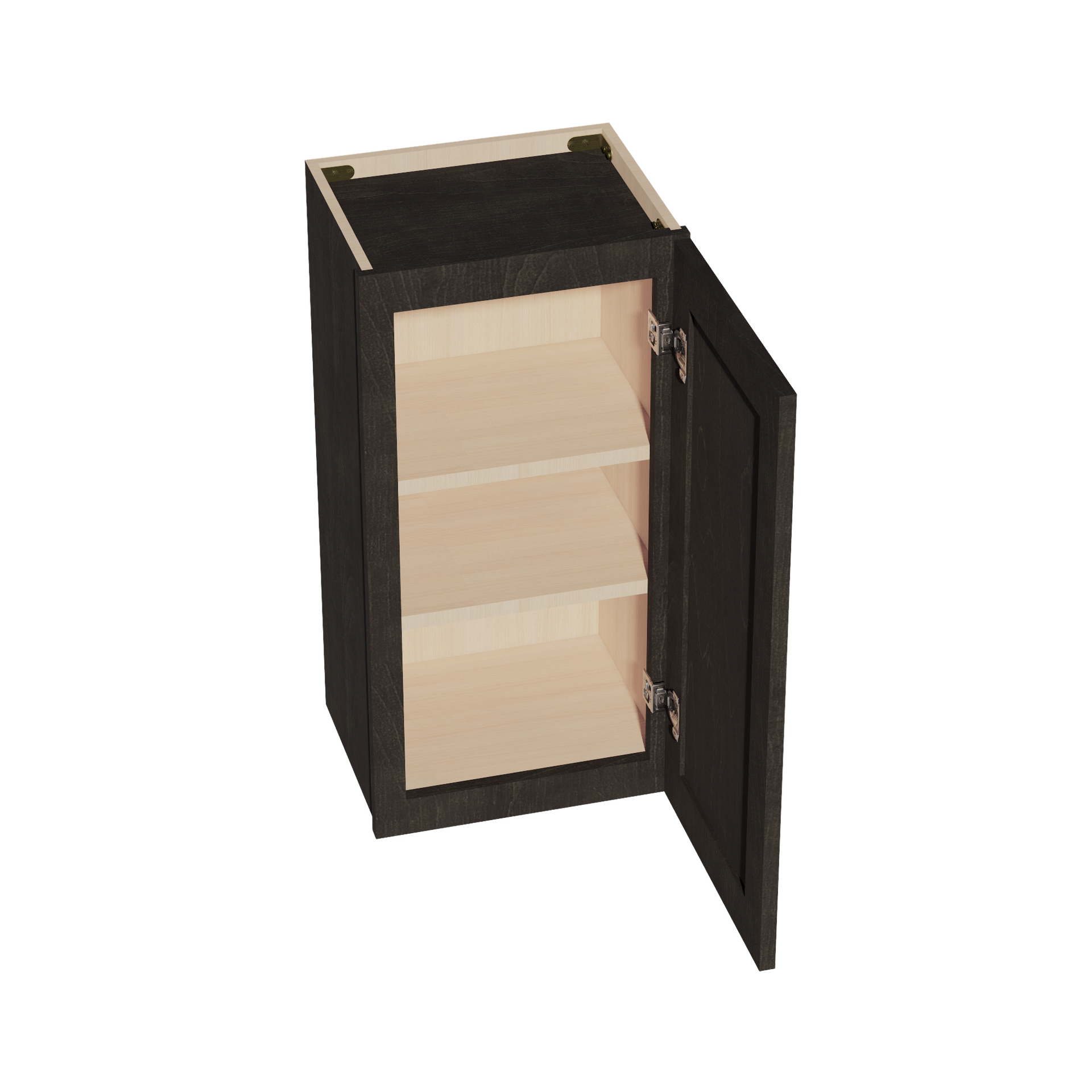 W1530-SDG  Wall Cabinet 1 Door & 2 Shelves - Shaker Style - Dark Grey   15"W x 30"H x 12"D