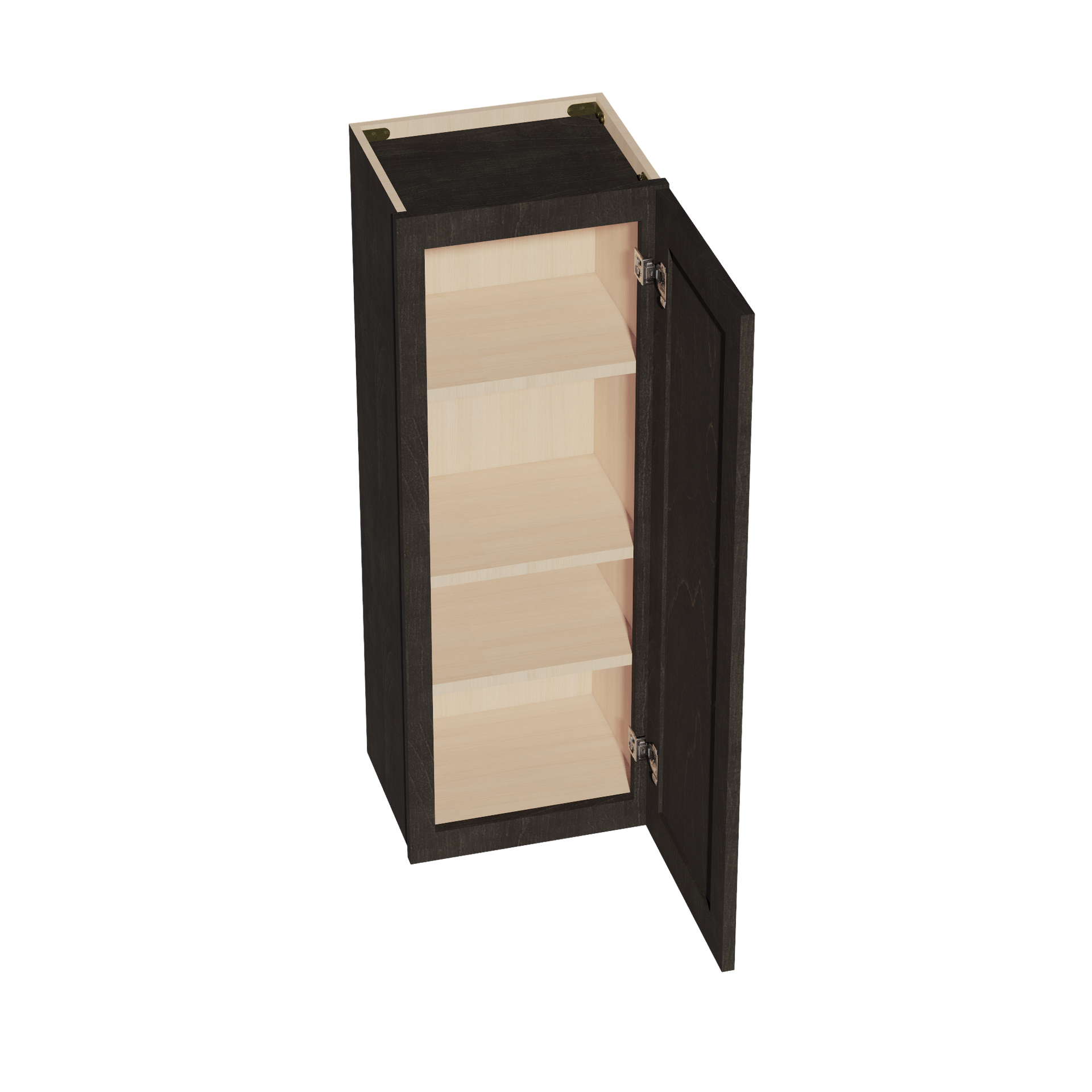 W1542-SDG  Wall Cabinet 1 Door & 2 Shelves - Shaker Style - Dark Grey   15"W x 42"H x 12"D