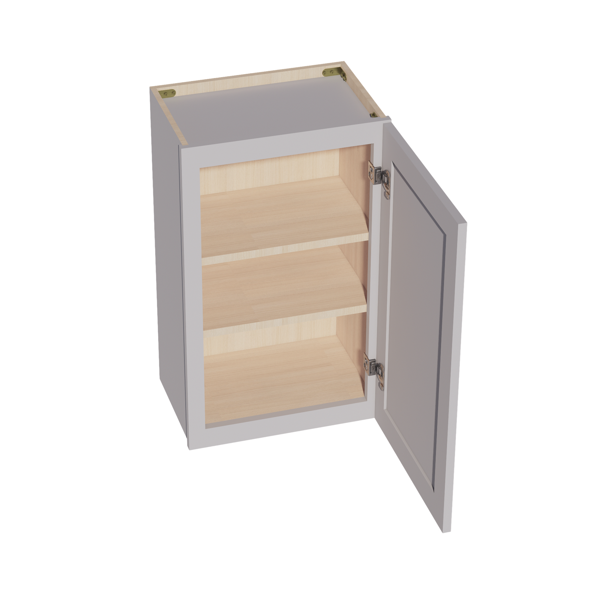 W1830-SLG  Wall Cabinet 1 Door & 2 Shelves - Shaker Style - Light Grey   18"W x 30"H x 12"D