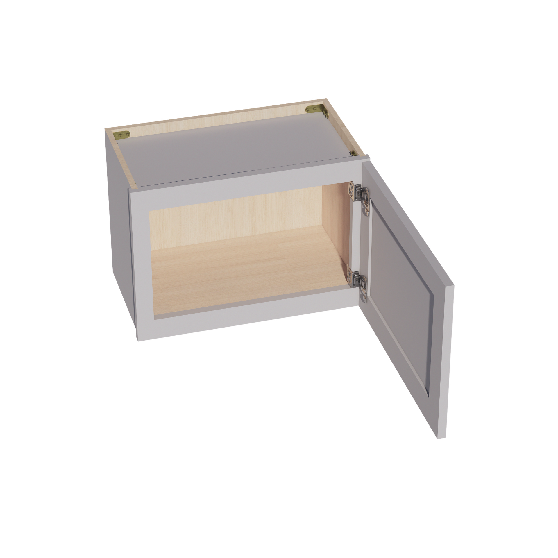 W2115-SLG  Wall Cabinet 1 Door & 2 Shelves - Shaker Style - Light Grey   21"W x 15"H x 12"D
