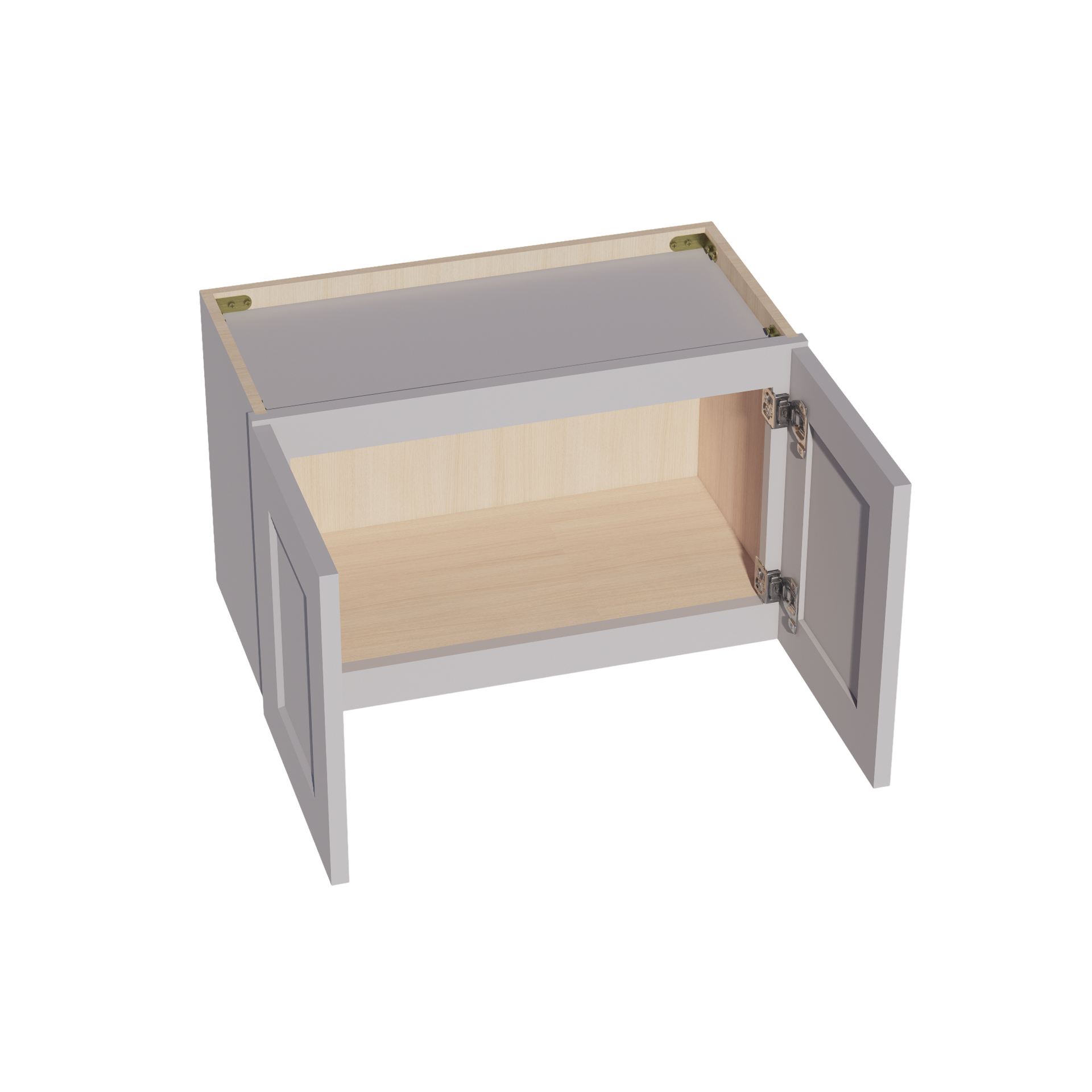 W2415-SLG  Wall Cabinet 2 Doors & 2 Shelves - Shaker Style - Light Grey   24"W x 15"H x 12"D