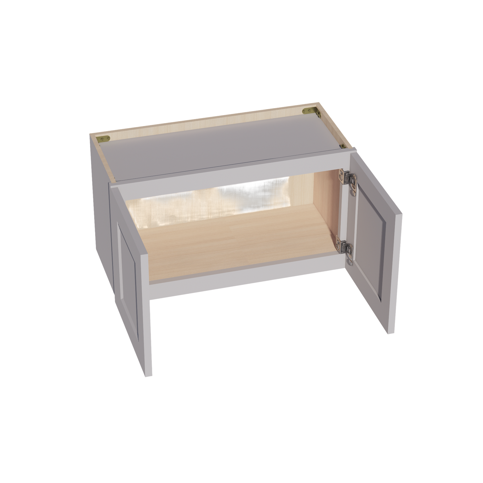 W2715-SLG  Wall Cabinet 2 Doors & 2 Shelves - Shaker Style - Light Grey   27"W x 15"H x 12"D