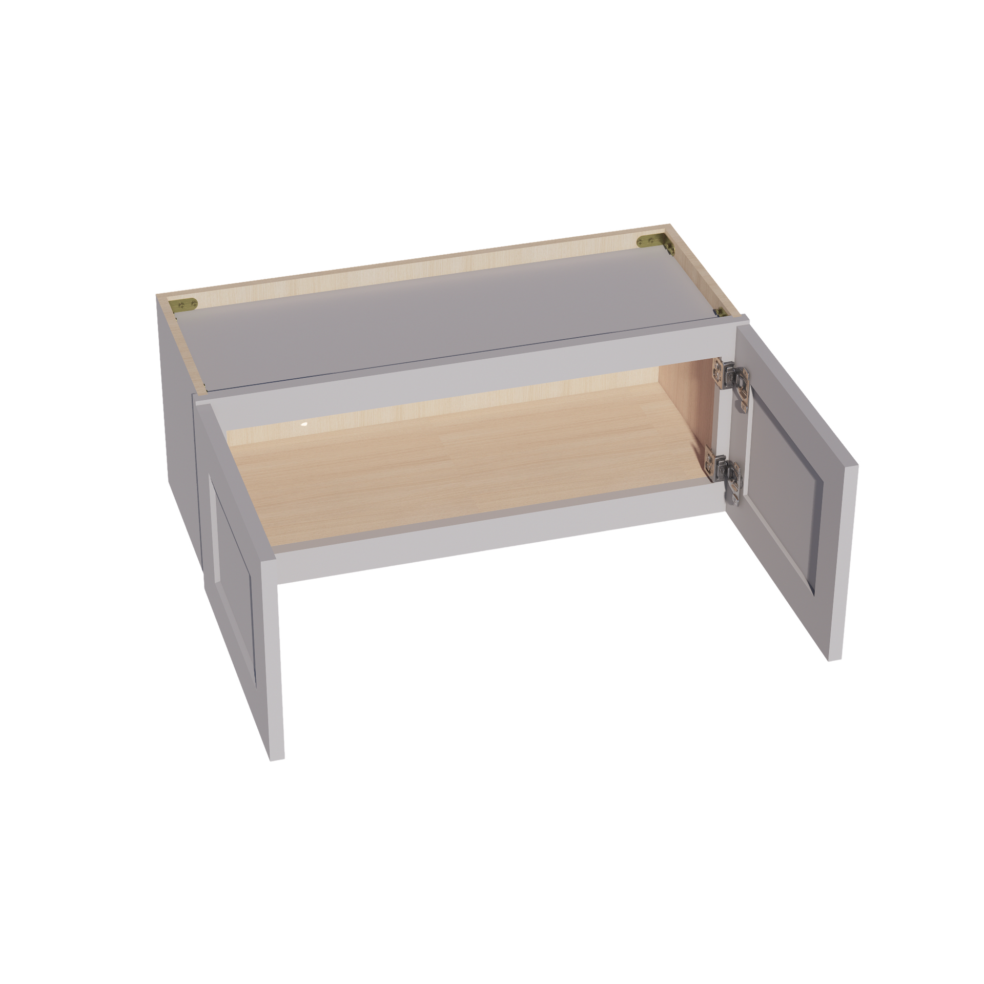 W3012-SLG  Wall Cabinet 2 Doors & 2 Shelves - Shaker Style - Light Grey   30"W x 12"H x 12"D