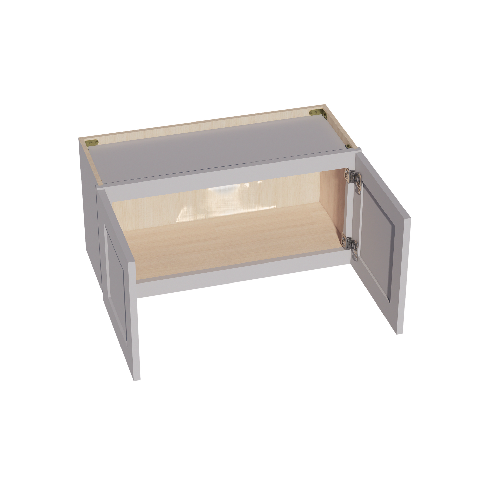 W3015-SLG  Wall Cabinet 2 Doors & 2 Shelves - Shaker Style - Light Grey   30"W x 15"H x 12"D