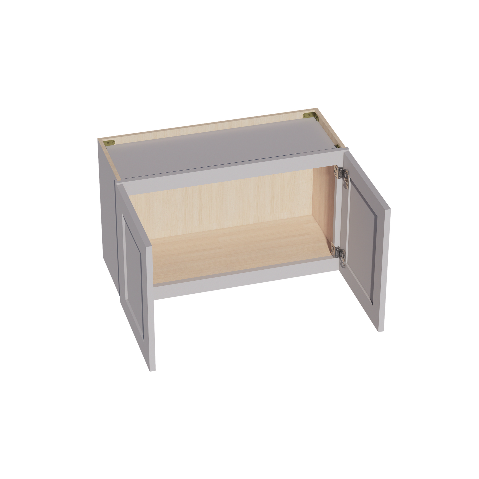 W3018-SLG  Wall Cabinet 2 Doors & 2 Shelves - Shaker Style - Light Grey   30"W x 18"H x 12"D