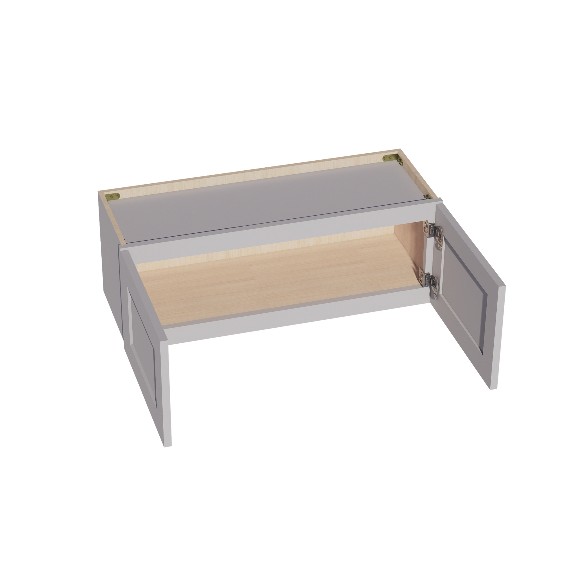 W3312-SLG  Wall Cabinet 2 Doors & 2 Shelves - Shaker Style - Light Grey   33"W x 12"H x 24"D