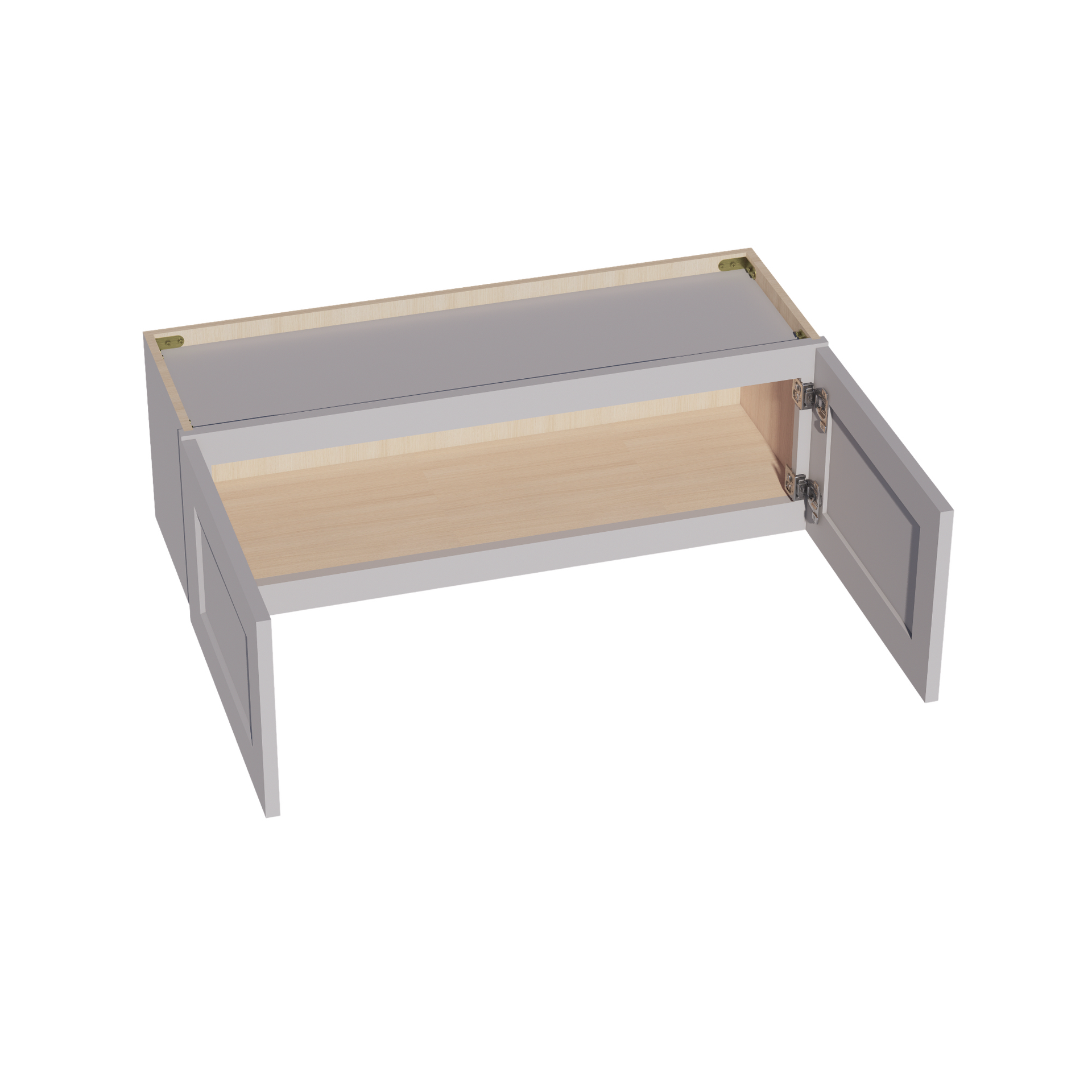W3612-SLG  Wall Cabinet 2 Doors & 2 Shelves - Shaker Style - Light Grey   36"W x 12"H x 24"D