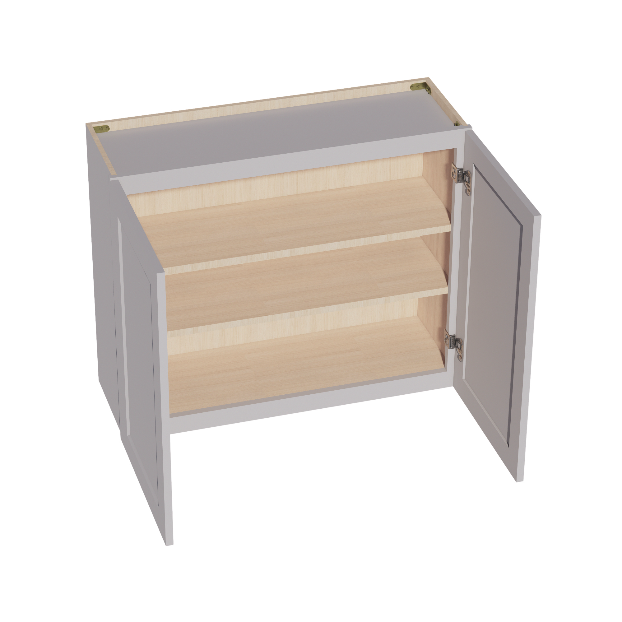 W3630-SLG: Shaker Light Grey 36"W x 30"H 2 Doors & 2 Shelves Standard Wall Cabinet