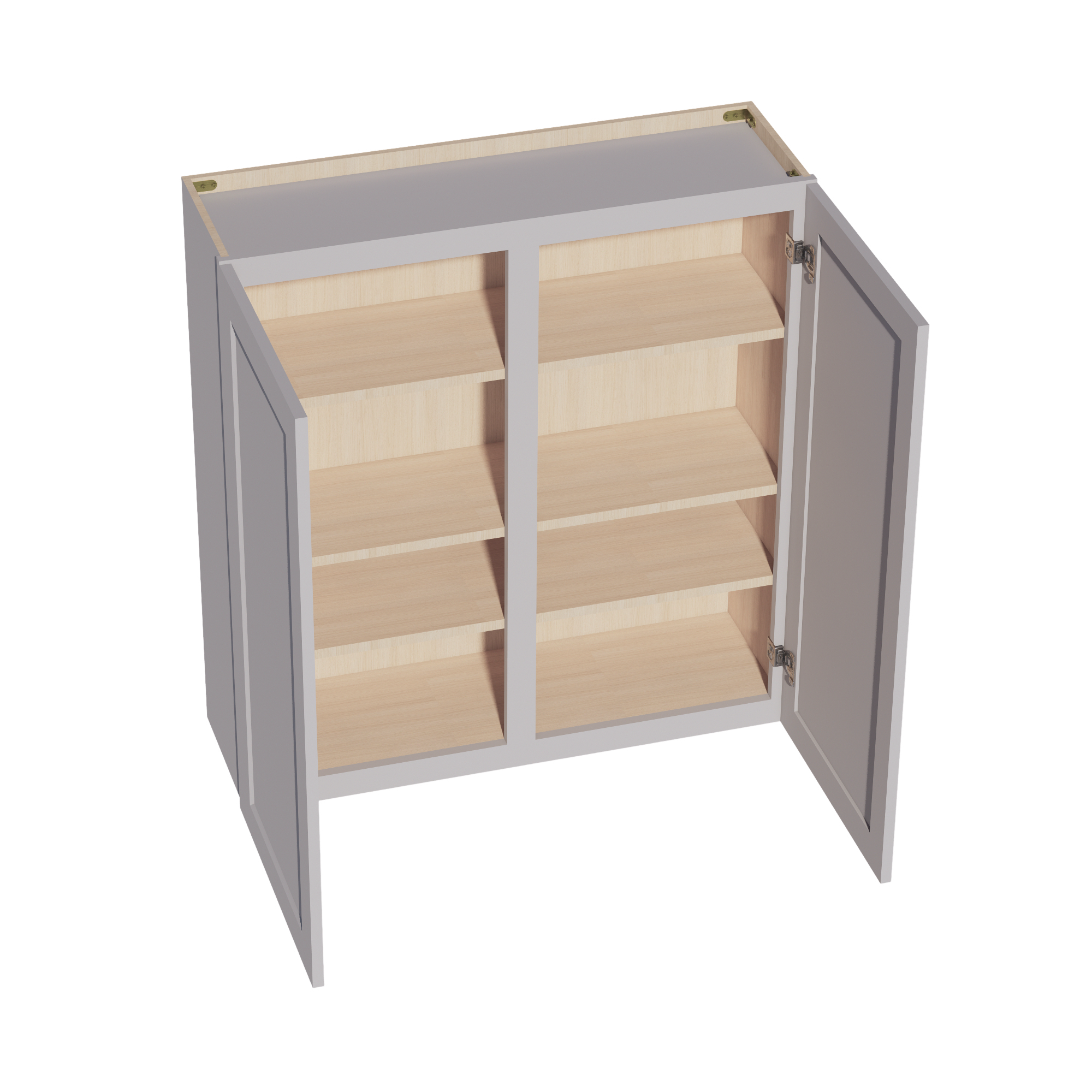 W3942-SLG: Shaker Light Grey 39"W x 42"H 2 Doors & 3 Shelves Standard Wall Cabinet