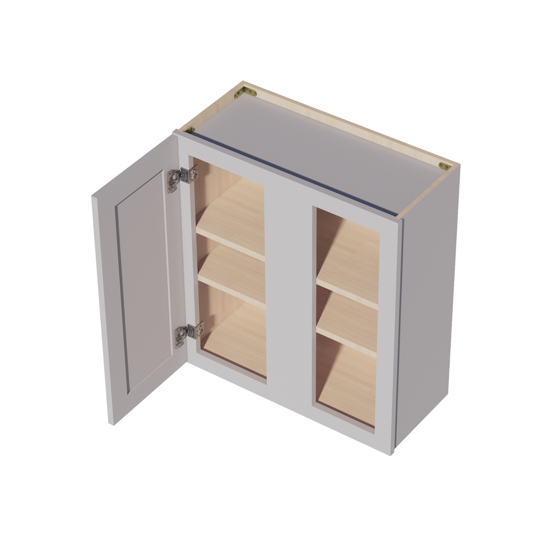 WBC2730-SLG: Shaker Light Grey 27"W x 30"H 1 Door & 2 Shelves Wall Blind Corner Cabinets