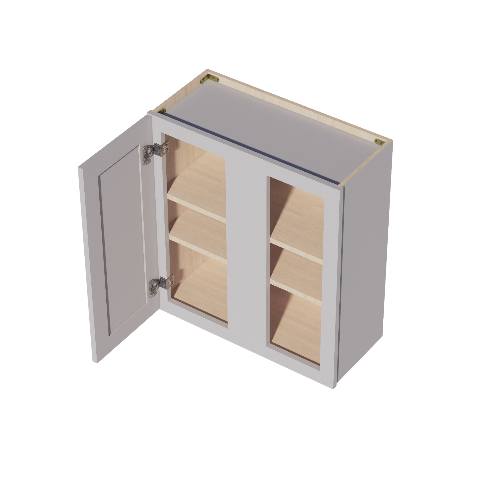 WBC2730-SLG: Shaker Light Grey 27"W x 30"H 1 Door & 2 Shelves Wall Blind Corner Cabinets