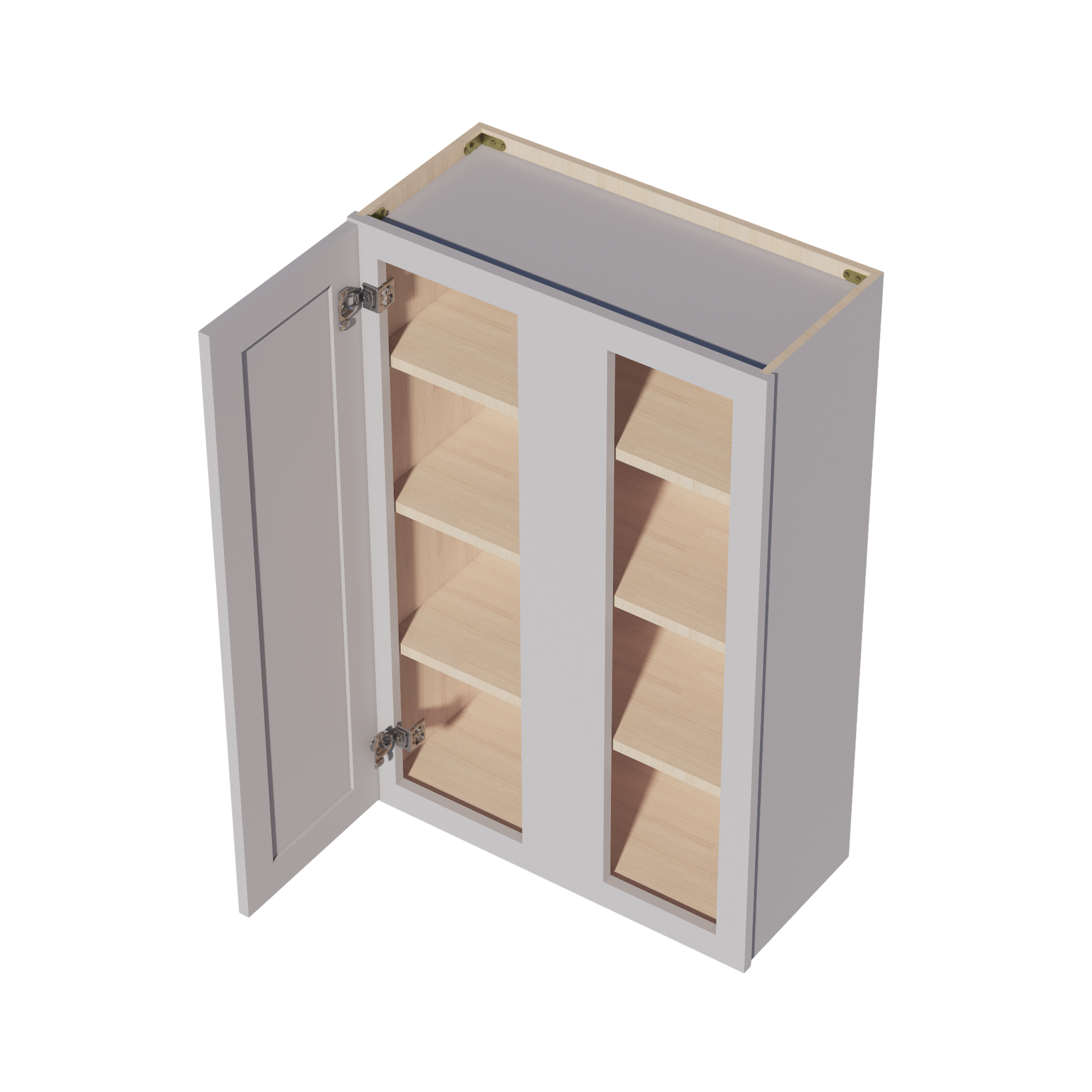 WBC2742-SLG: Shaker Light Grey 27"W x 42"H 1 Door & 2 Shelves Wall Blind Corner Cabinets