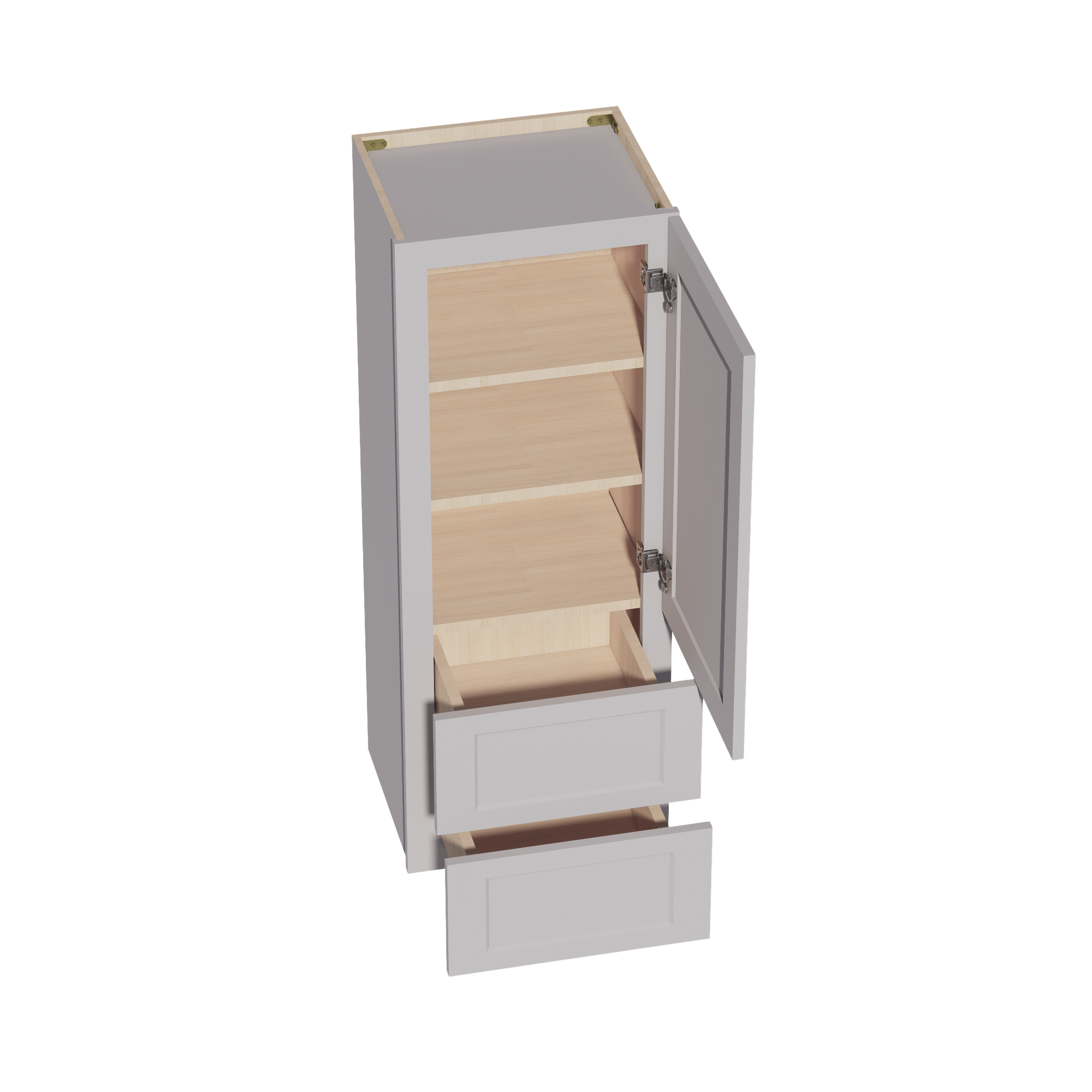 WD1848-SLG: Shaker Light Grey 18"W x 48"H 1 Door & 2 Drawers Special Wall Cabinet