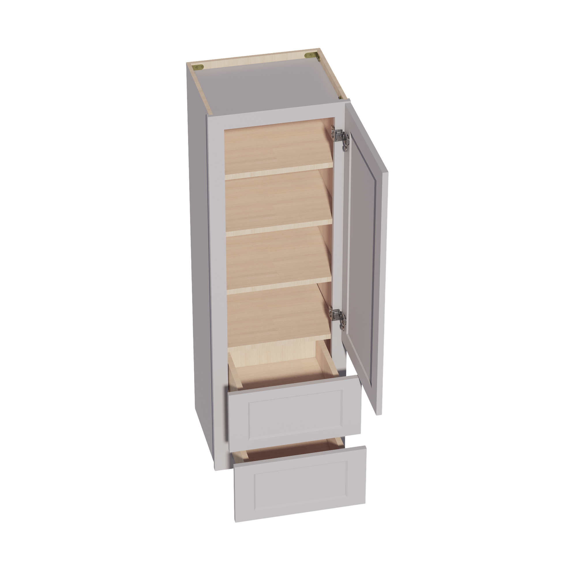WD1854-SLG: Shaker Light Grey 18"W x 54"H 1 Door & 2 Drawers Special Wall Cabinet
