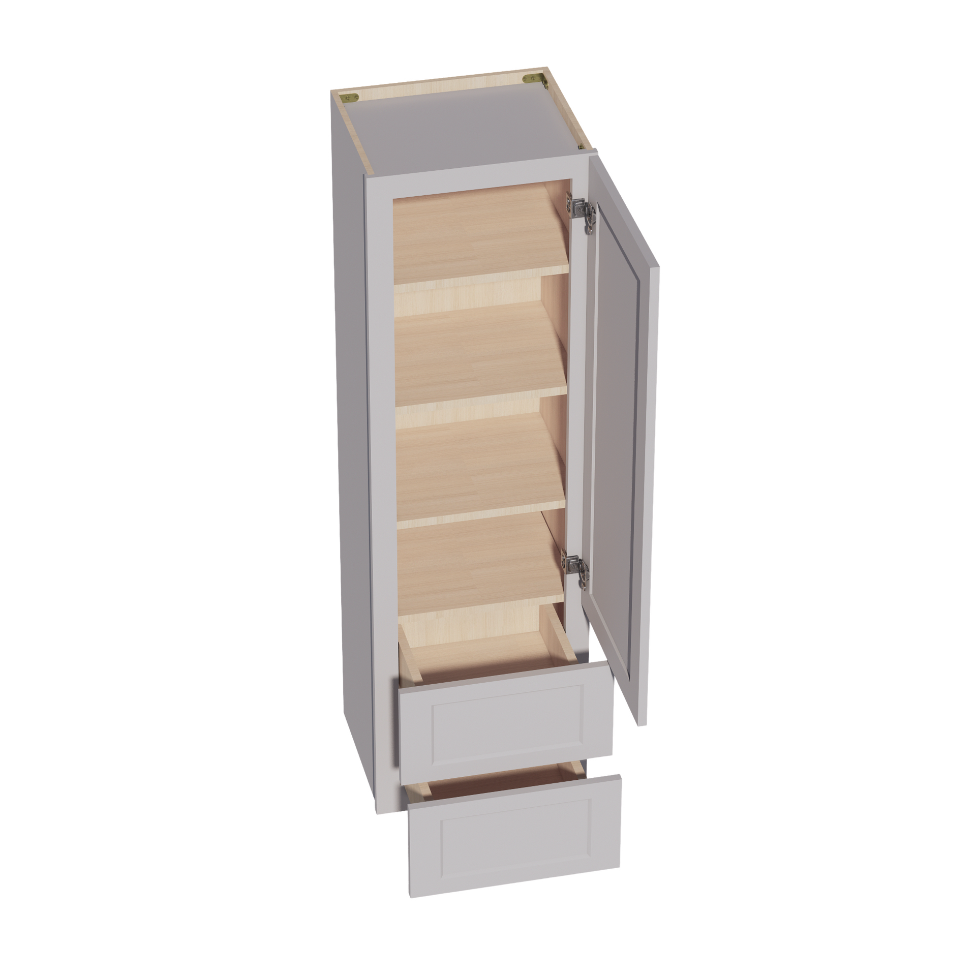 WD1860-SLG: Shaker Light Grey 18"W x 60"H 1 Door & 2 Drawers Special Wall Cabinet